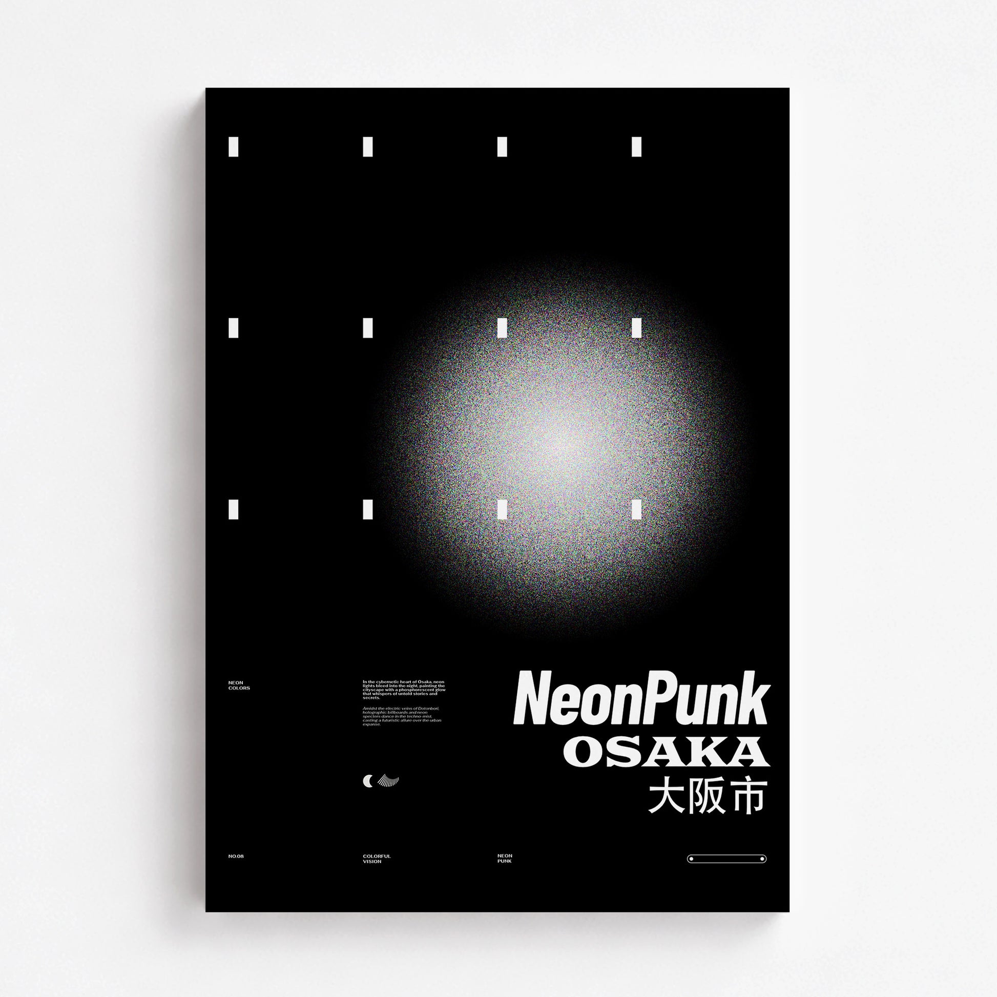 Black Neon Night, 70x100cm Satin Canvas Poster