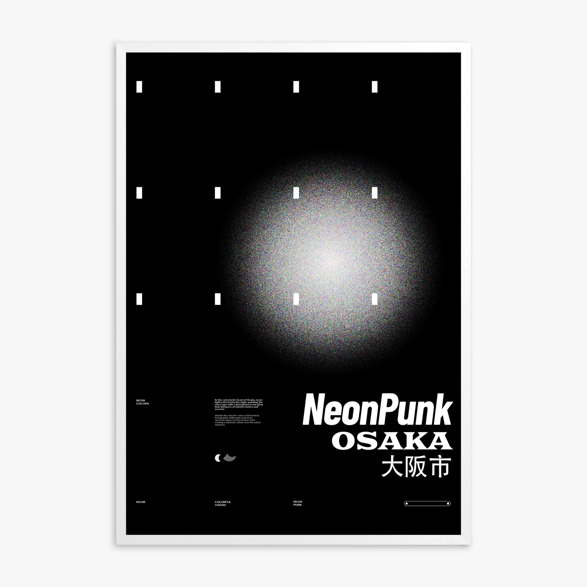Black Neon Night, White Framed Poster With White Frame