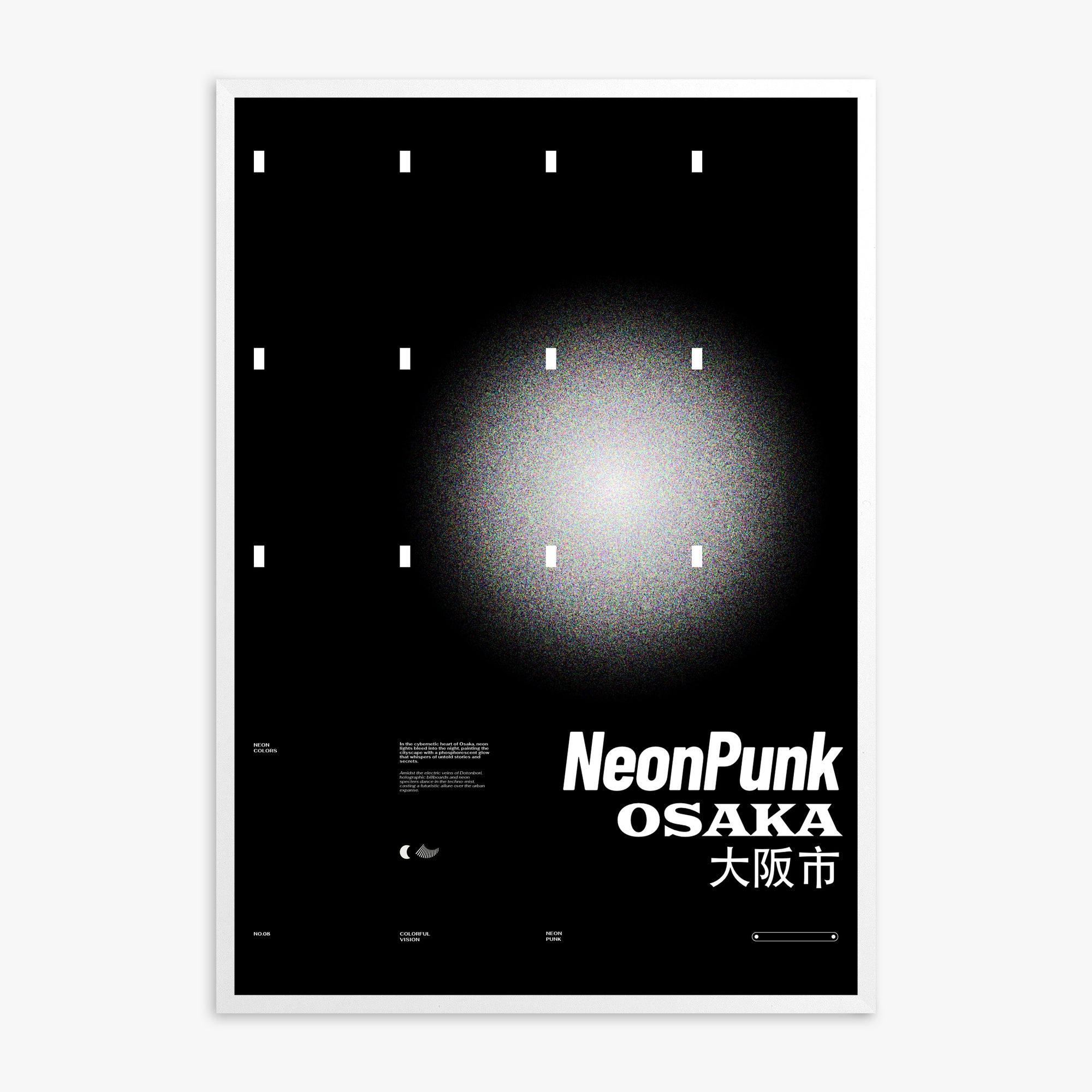 Black Neon Night, White Framed Poster With White Frame