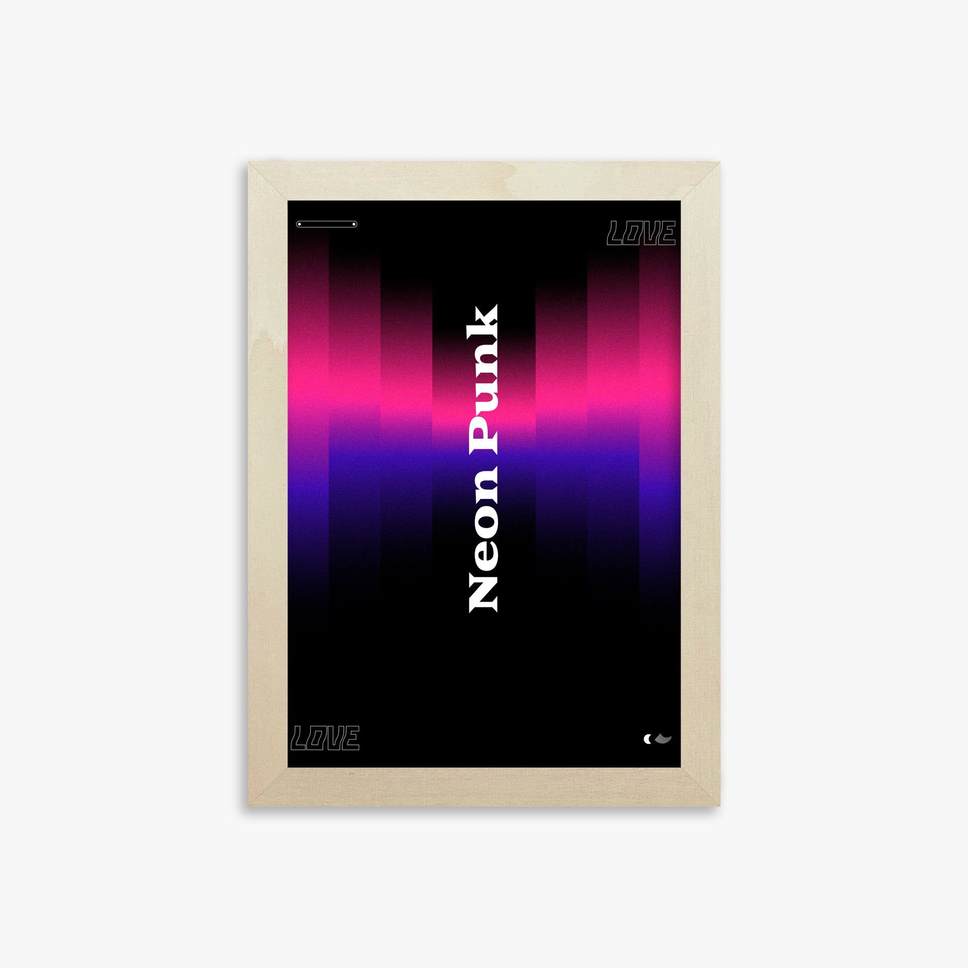 VerticalNeon, 21x30cm Framed Poster With Lime Wood Frame