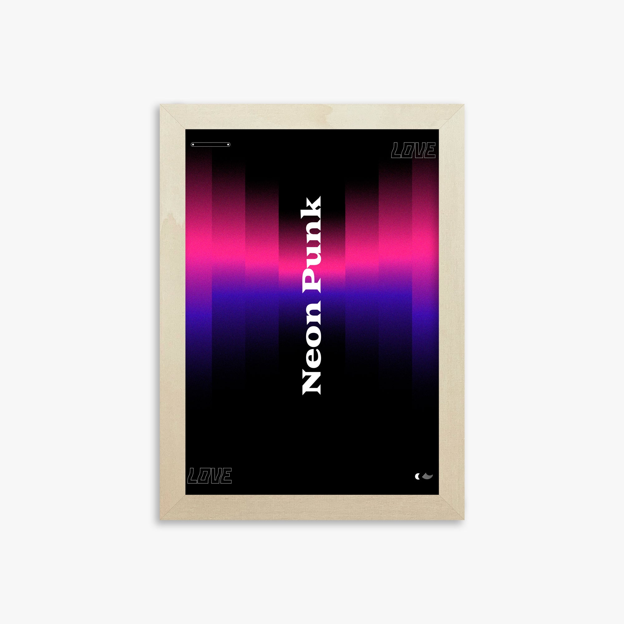 VerticalNeon, 21x30cm Framed Poster With Lime Wood Frame