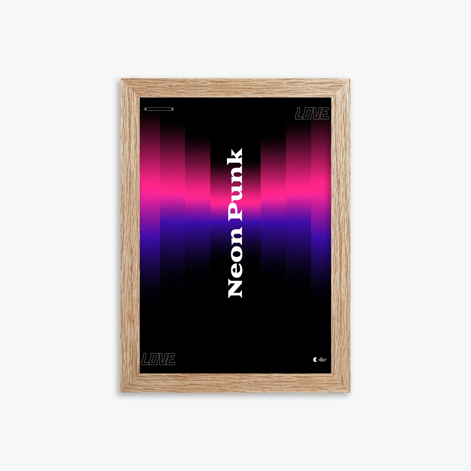 VerticalNeon, 21x30cm Framed Poster With Raw Oak Frame