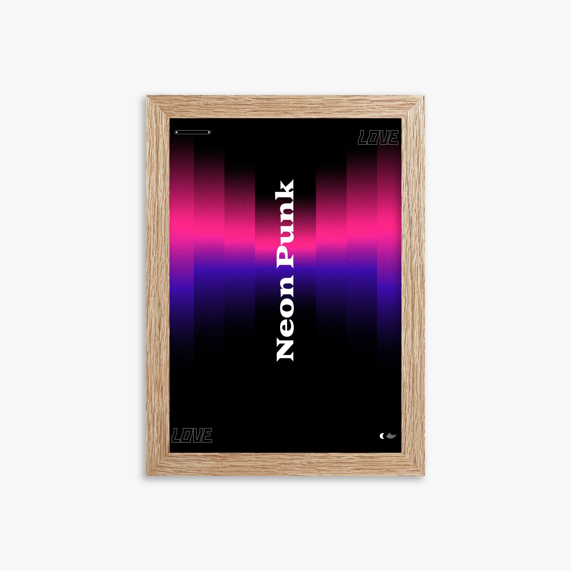 VerticalNeon, 21x30cm Framed Poster With Raw Oak Frame