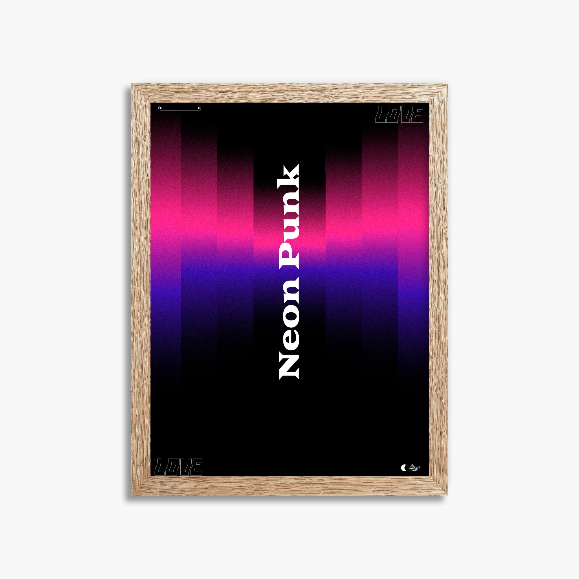 VerticalNeon, 30x40cm Framed Poster With Raw Oak Frame