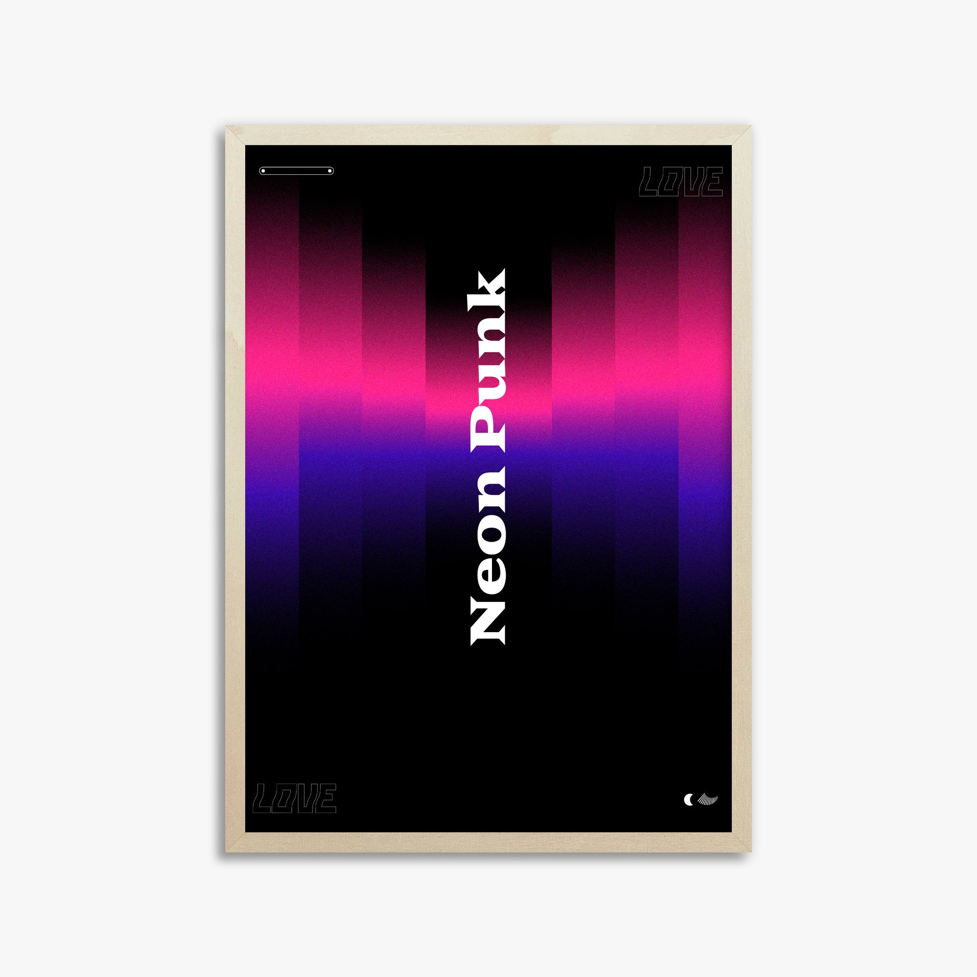VerticalNeon, 50x70cm Framed Poster With Lime Wood Frame