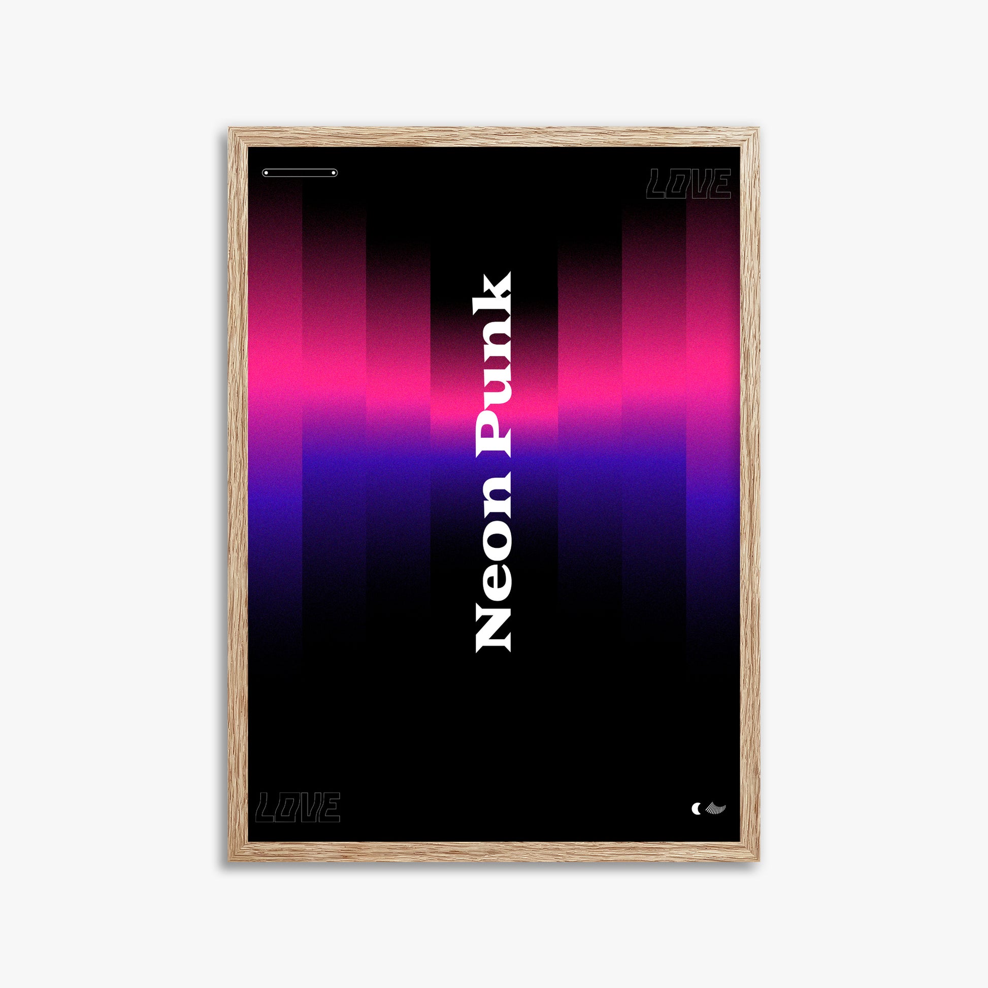 VerticalNeon, 50x70cm Framed Poster With Raw Oak Frame