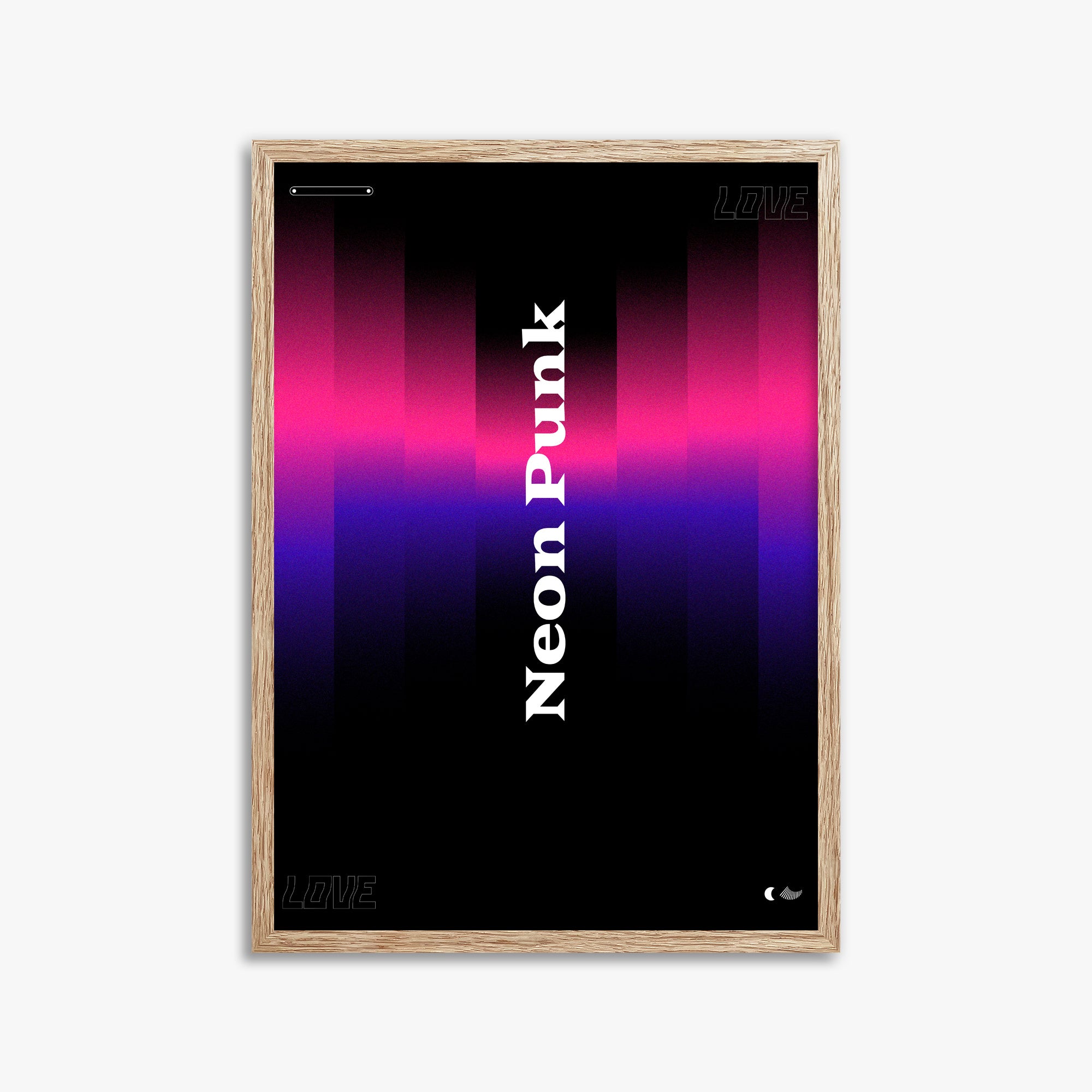 VerticalNeon, 50x70cm Framed Poster With Raw Oak Frame