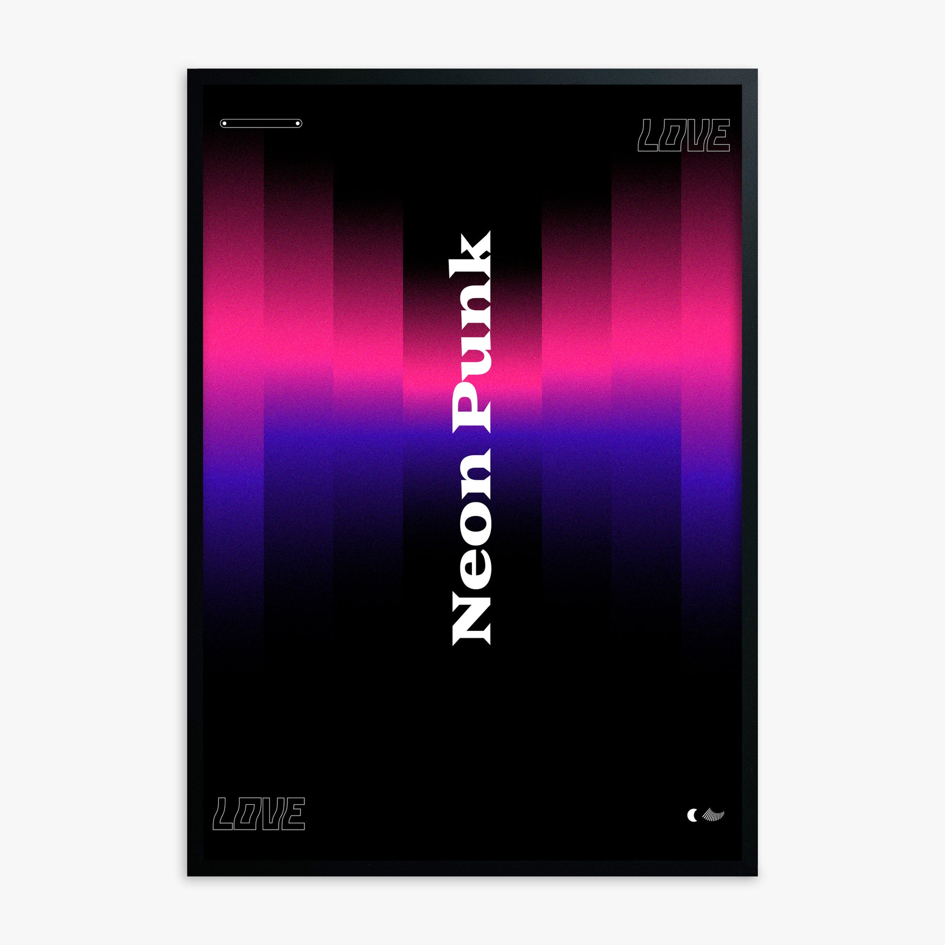 VerticalNeon, Black Framed Poster With Black Frame