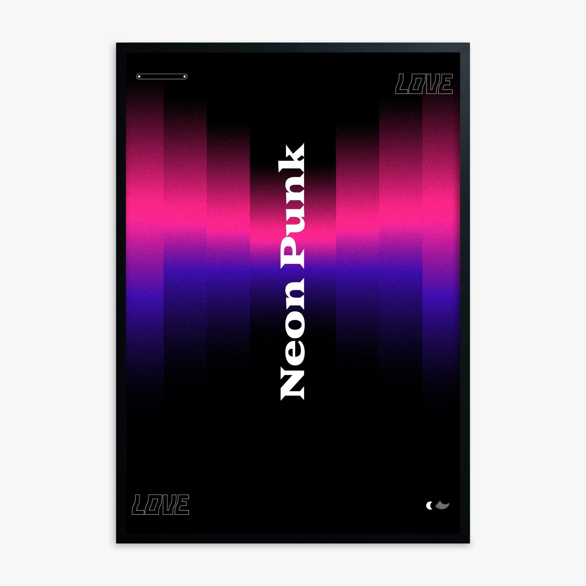 VerticalNeon, Black Framed Poster With Black Frame
