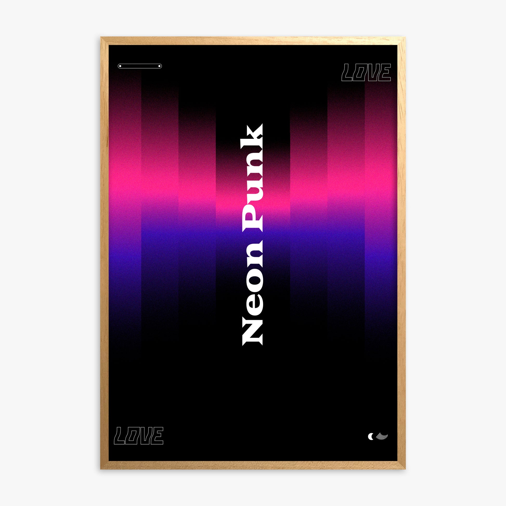 VerticalNeon, Oak Framed Poster With Oak Frame