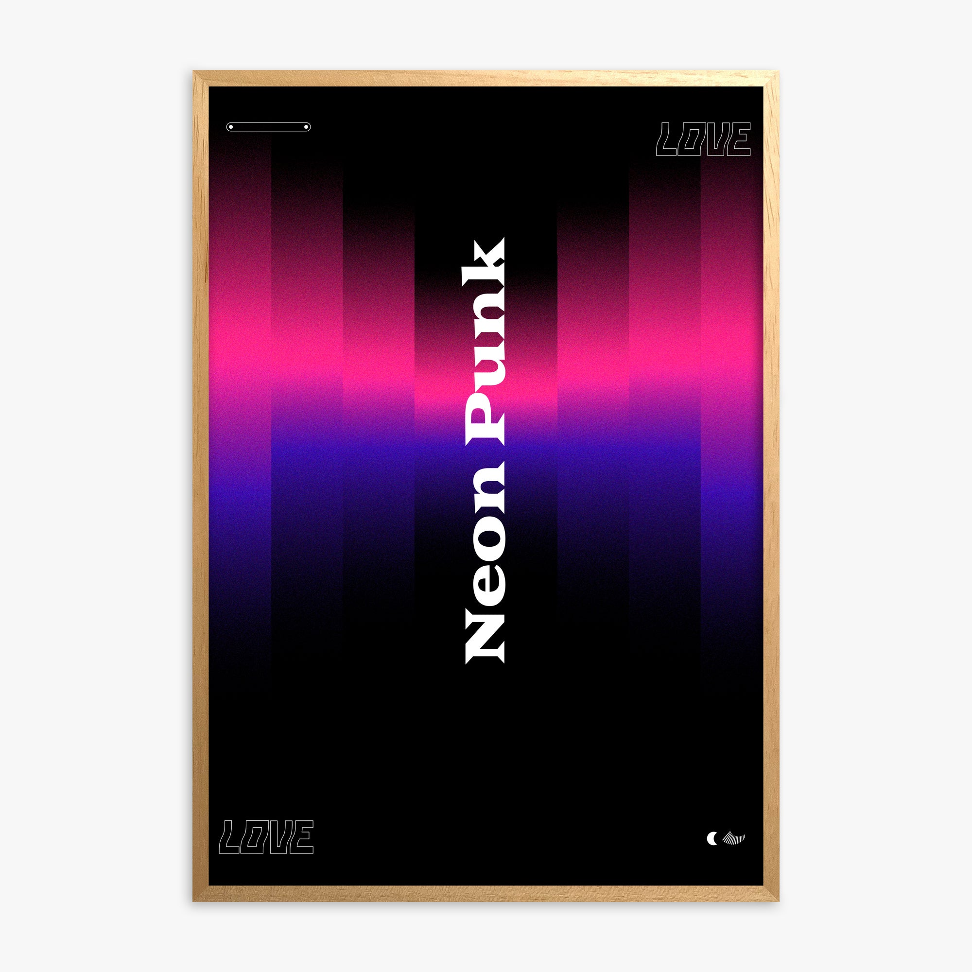 VerticalNeon, Oak Framed Poster With Oak Frame