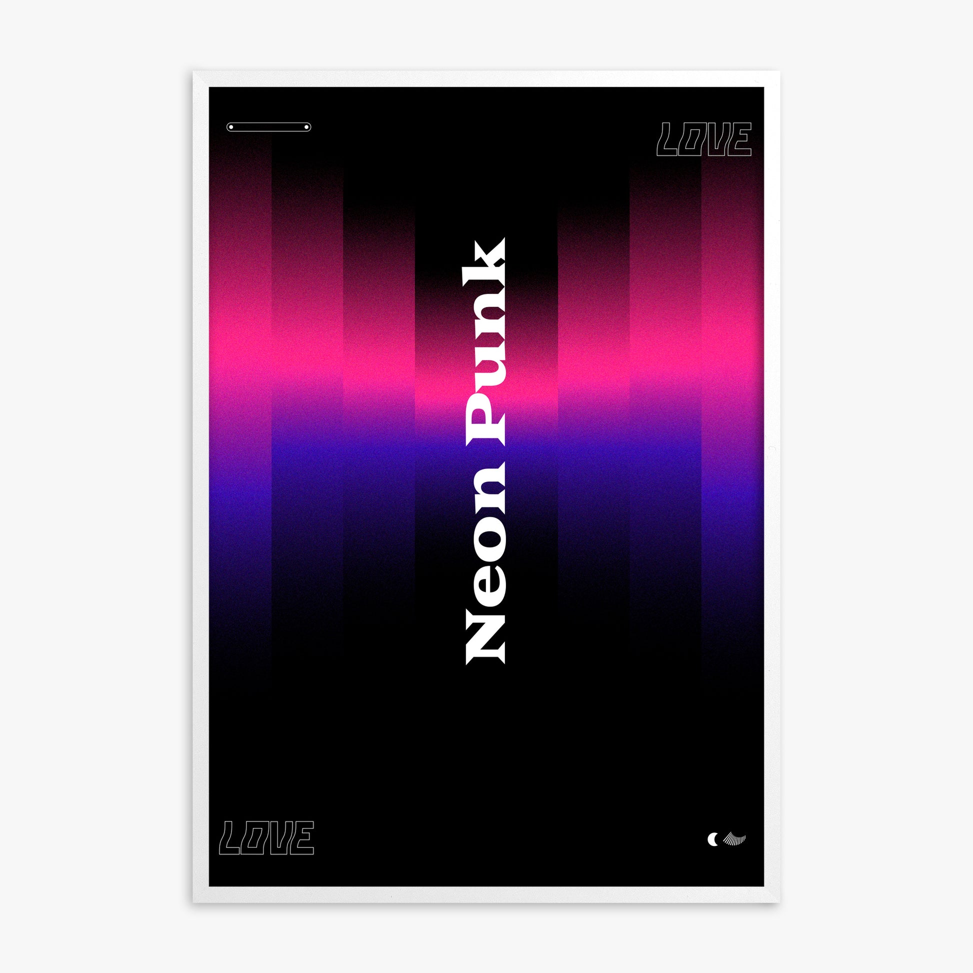 VerticalNeon, White Framed Poster With White Frame