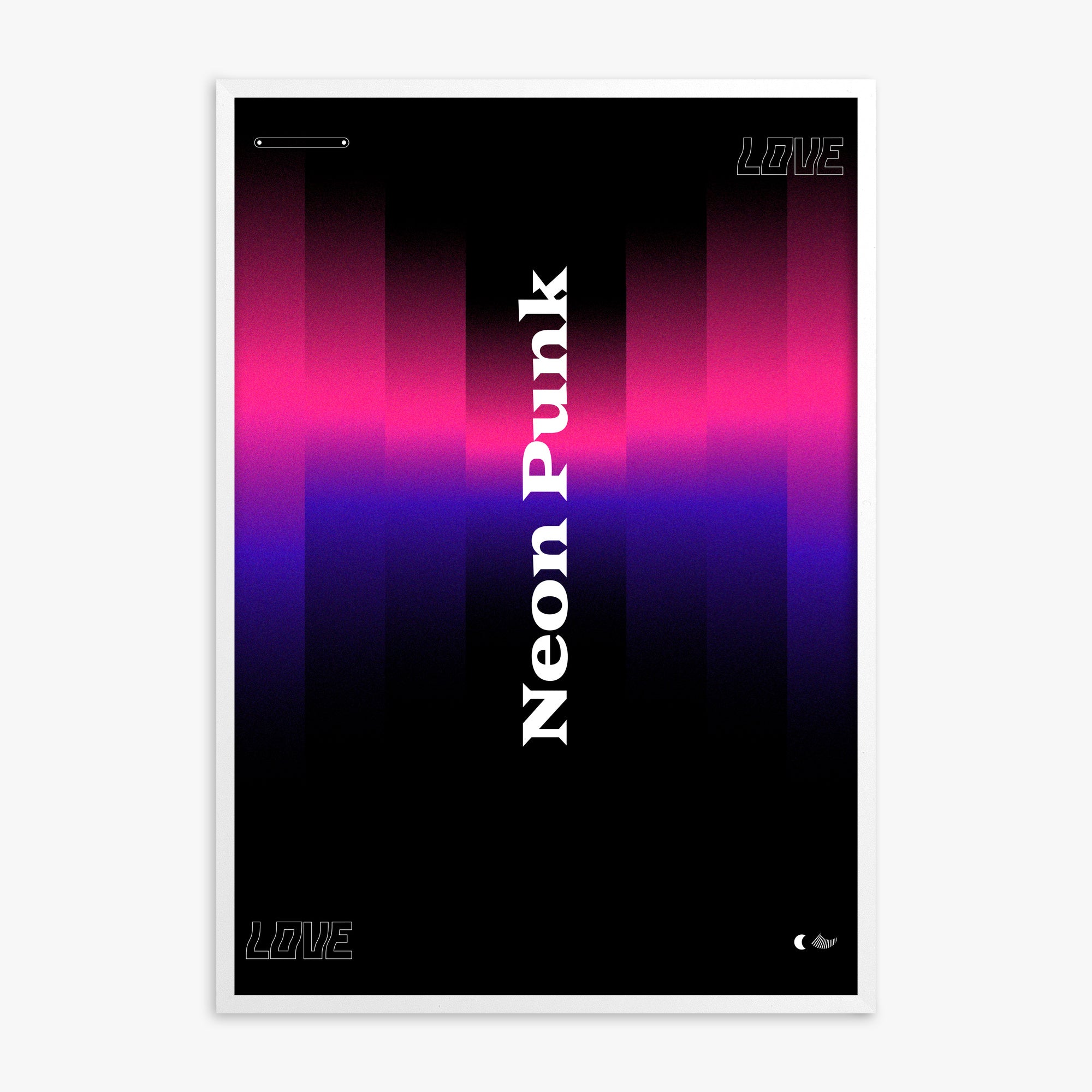 VerticalNeon, White Framed Poster With White Frame