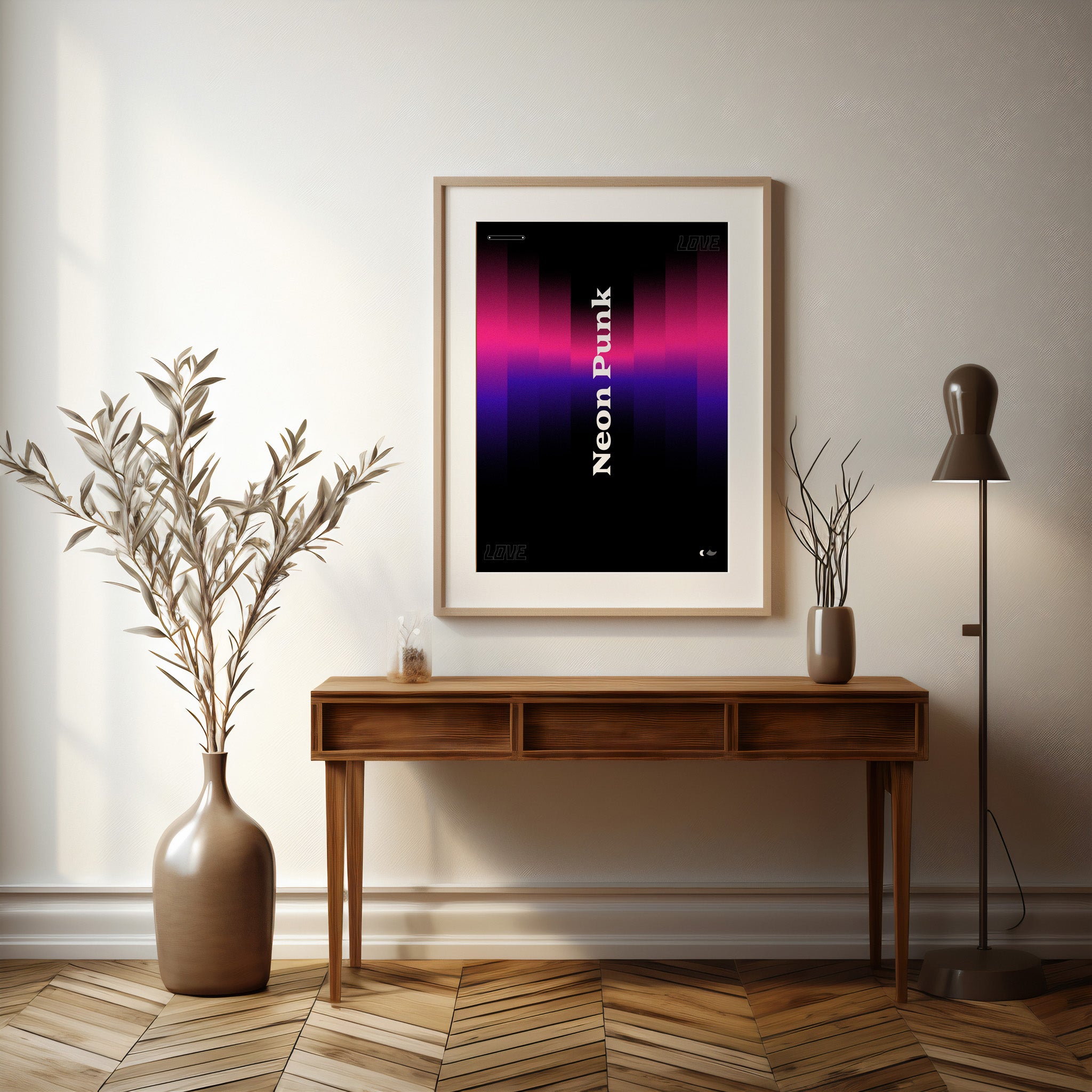 VerticalNeon — NeonPunk Typography Gradient Art Print | Japandi