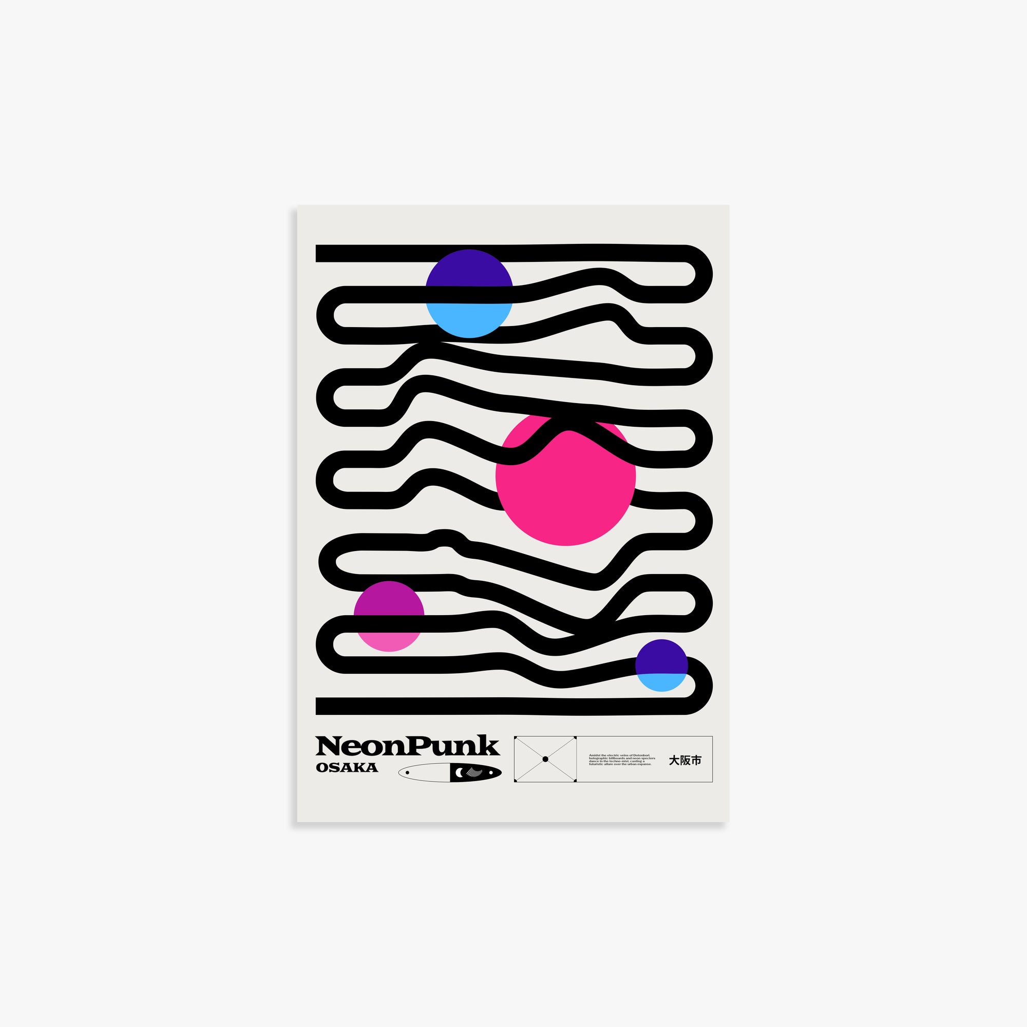 Zig-Zags Abstract Poster – Japanese Transit Map Art | Japandi Art