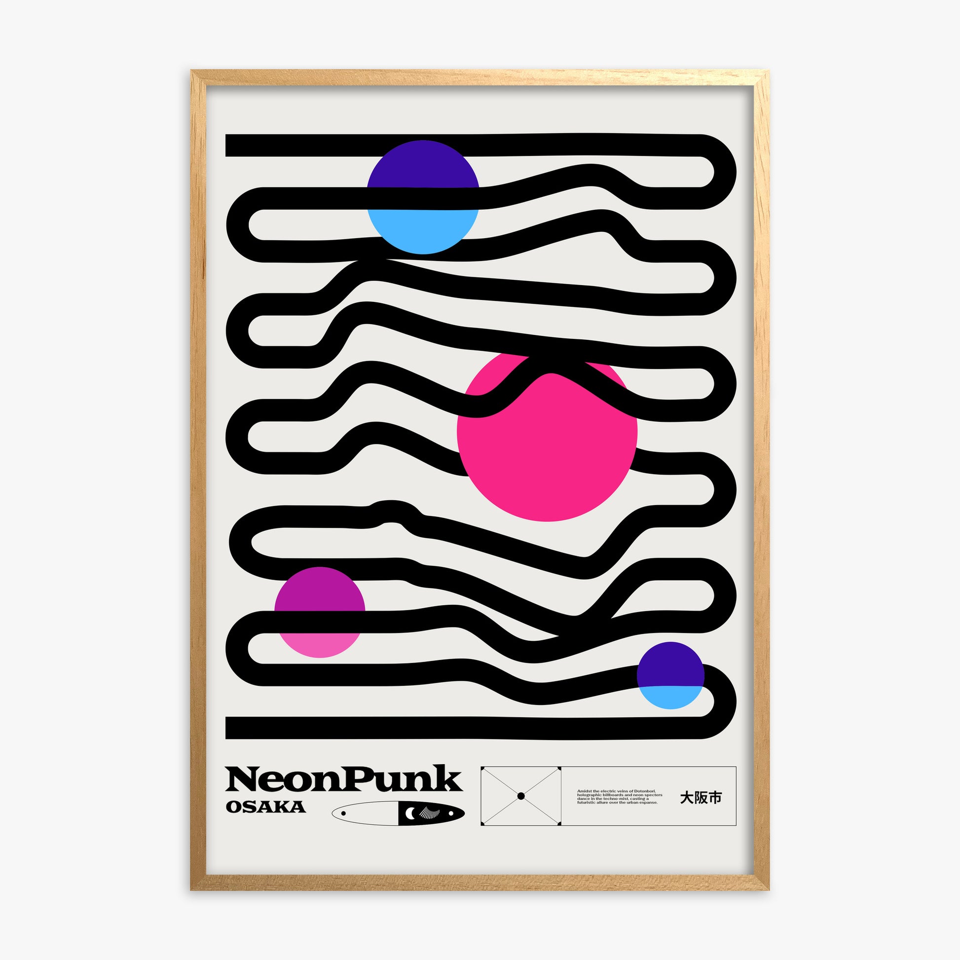 Zig-Zags, Oak Framed Poster With Oak Frame