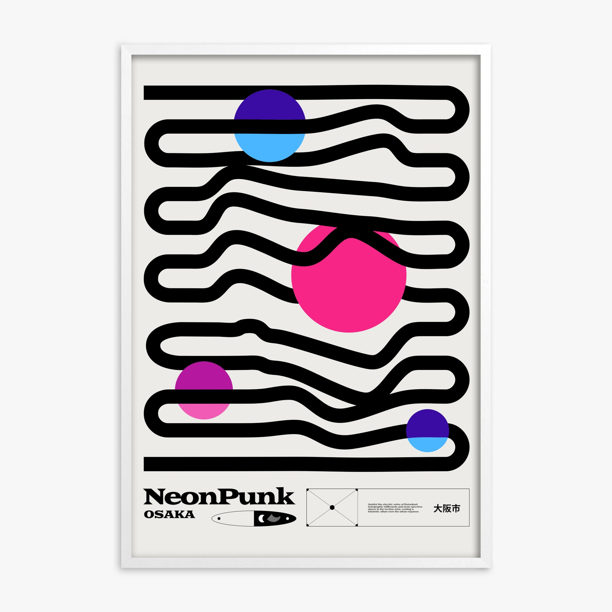 Zig-Zags, White Framed Poster With White Frame