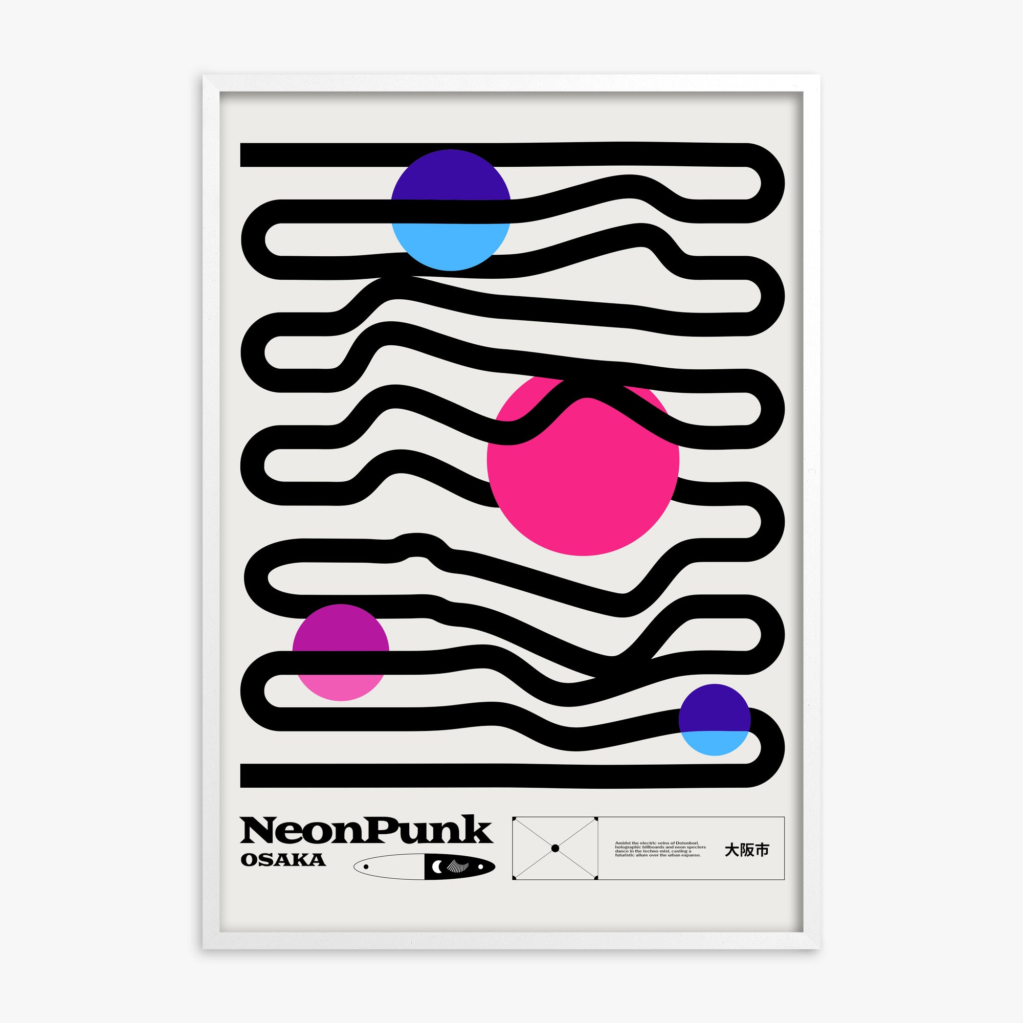 Zig-Zags, White Framed Poster With White Frame