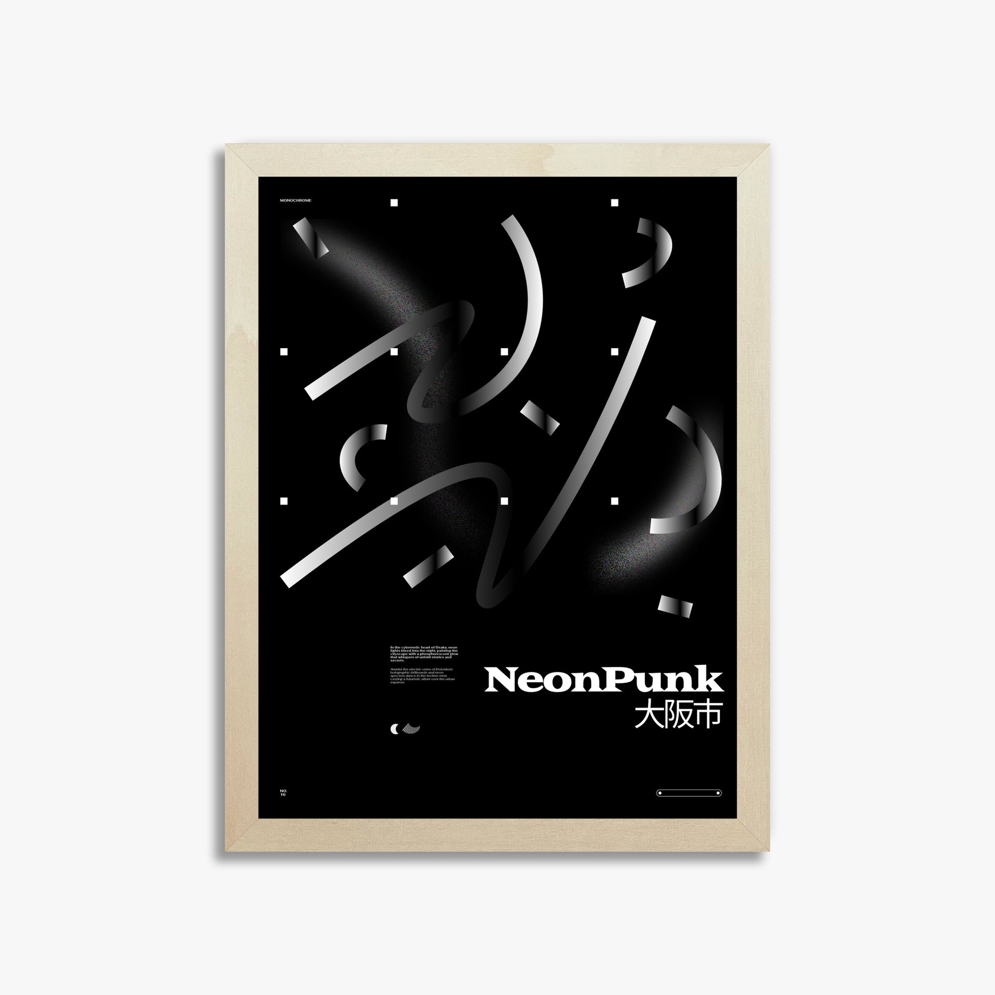 Monochrome Lines, 30x40cm Framed Poster With Lime Wood Frame