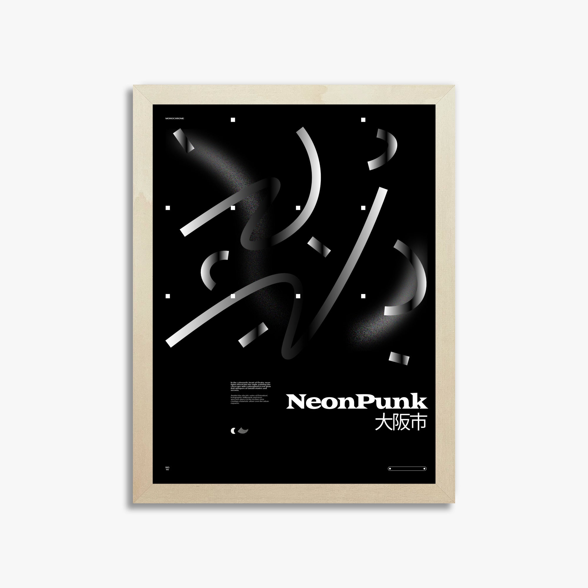 Monochrome Lines, 30x40cm Framed Poster With Lime Wood Frame