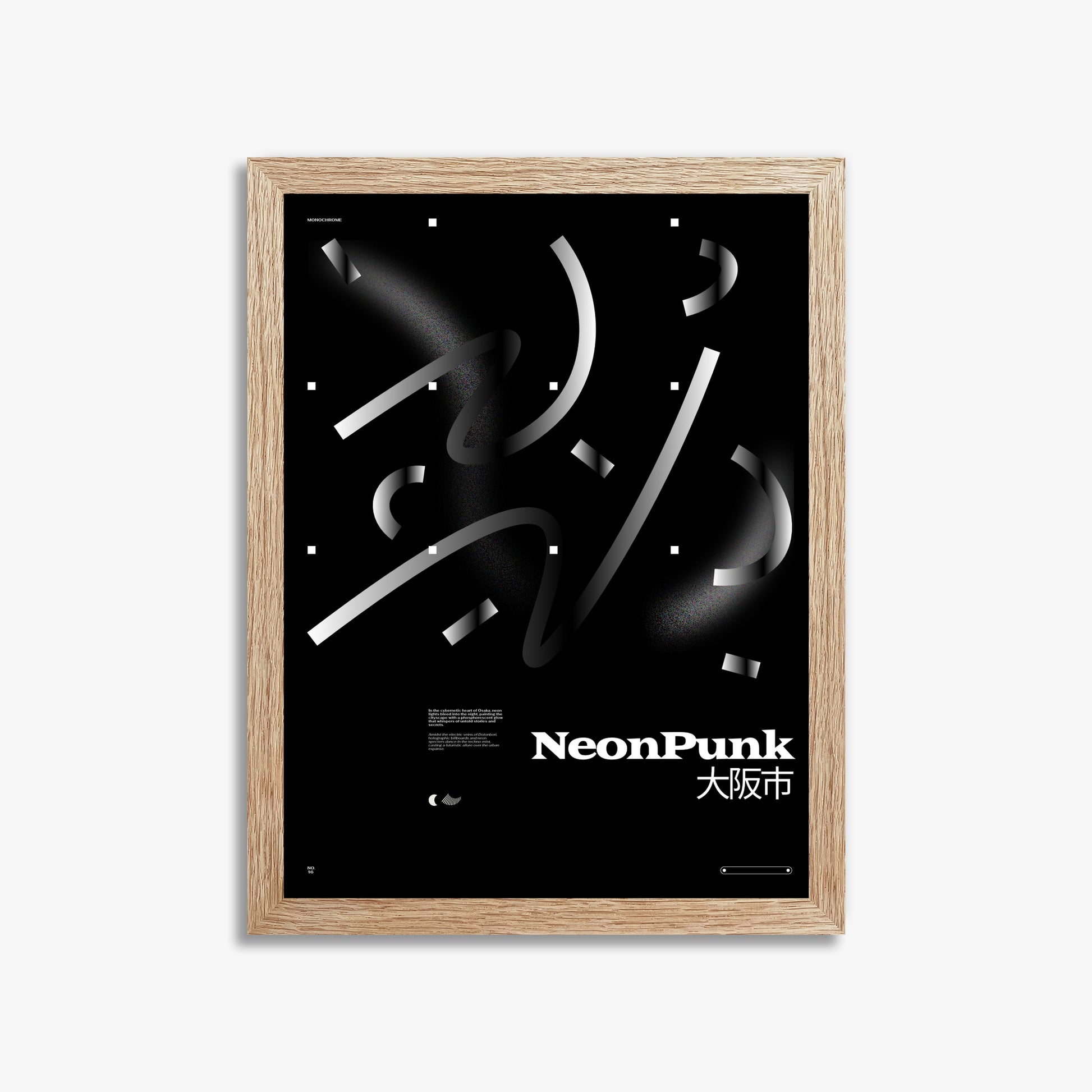 Monochrome Lines, 30x40cm Framed Poster With Raw Oak Frame