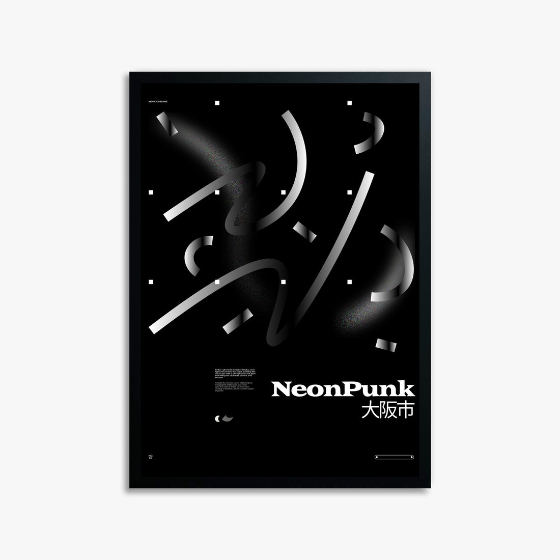 Monochrome Lines, 50x70cm Framed Poster With Black Frame