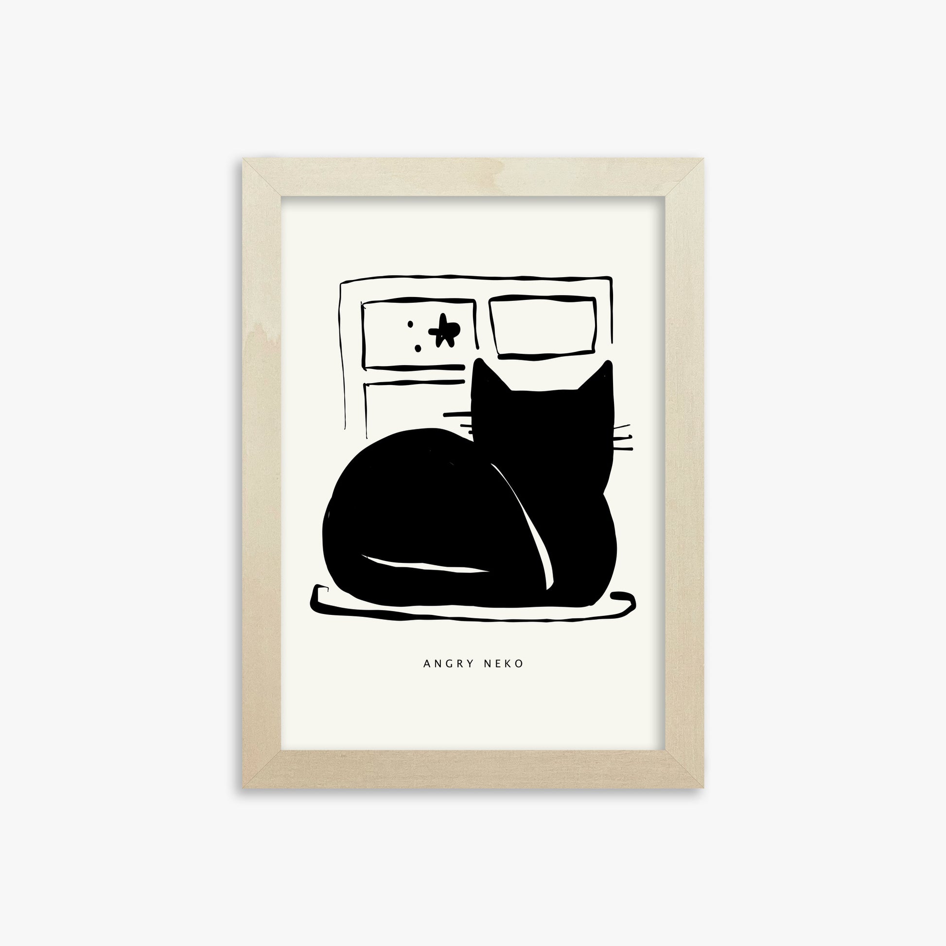 Nope, 21x30cm Framed Poster With Lime Wood Frame