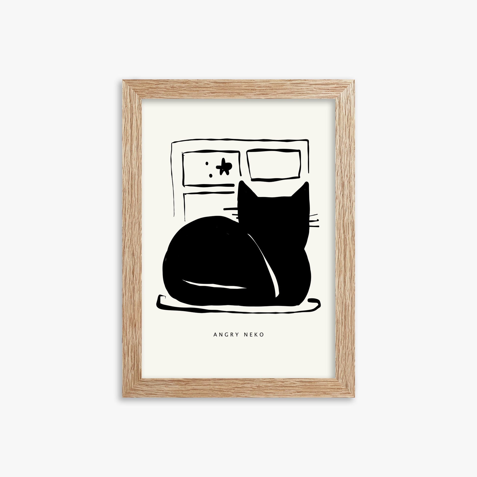 Nope, 21x30cm Framed Poster With Raw Oak Frame
