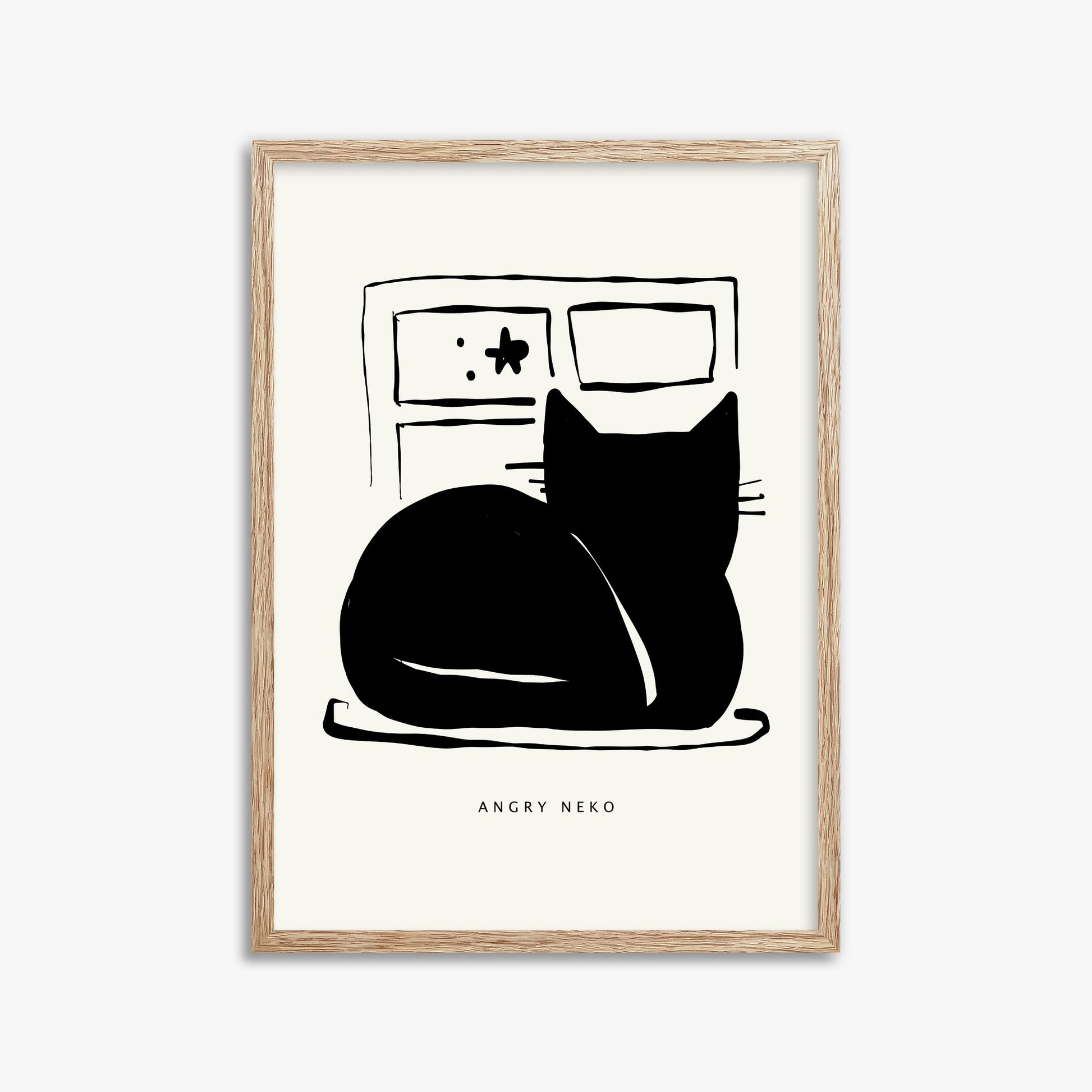 Nope, 50x70cm Framed Poster With Raw Oak Frame