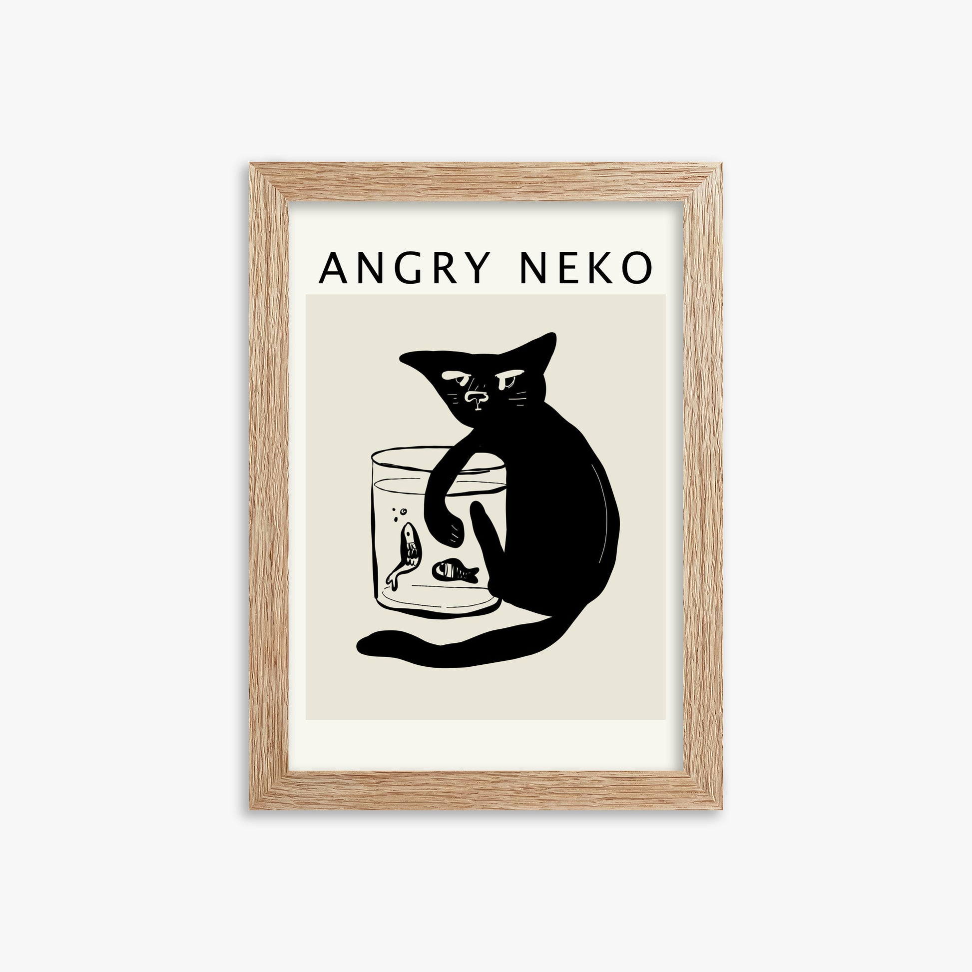 Fishies, 21x30cm Framed Poster With Raw Oak Frame