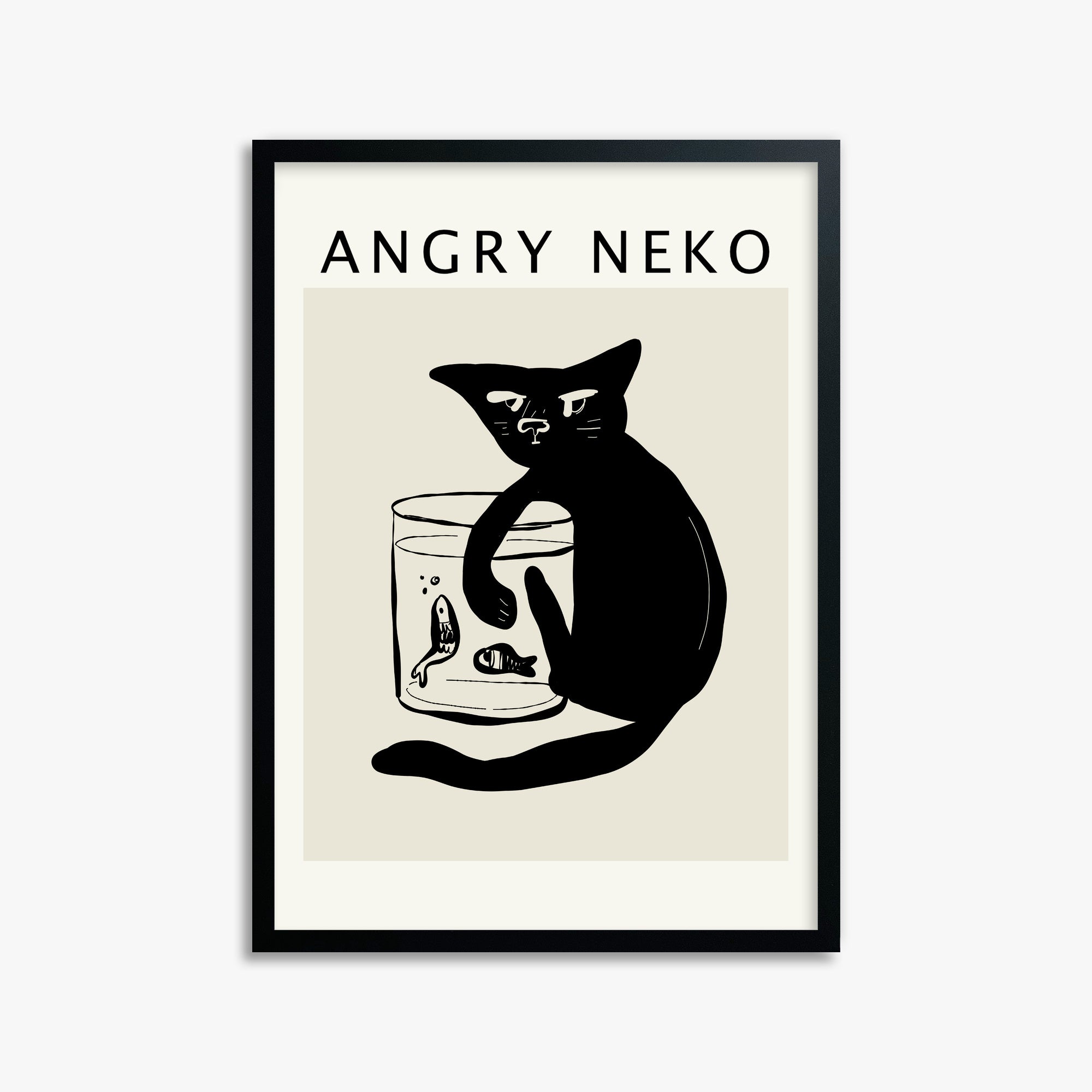 Fishies, 50x70cm Framed Poster With Black Frame
