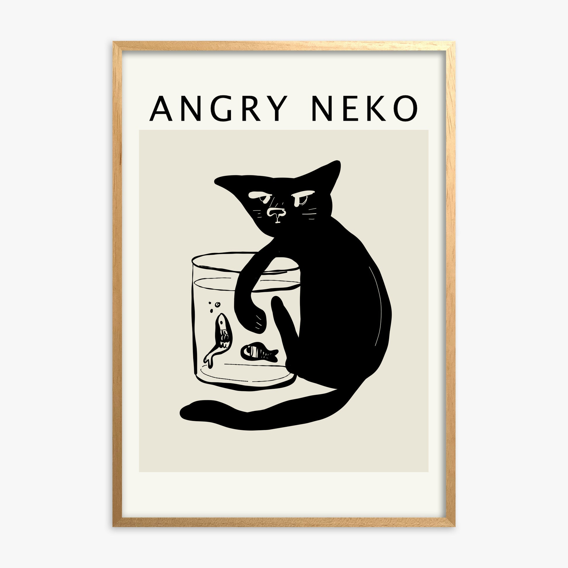 Fishies, Oak Framed Poster With Oak Frame