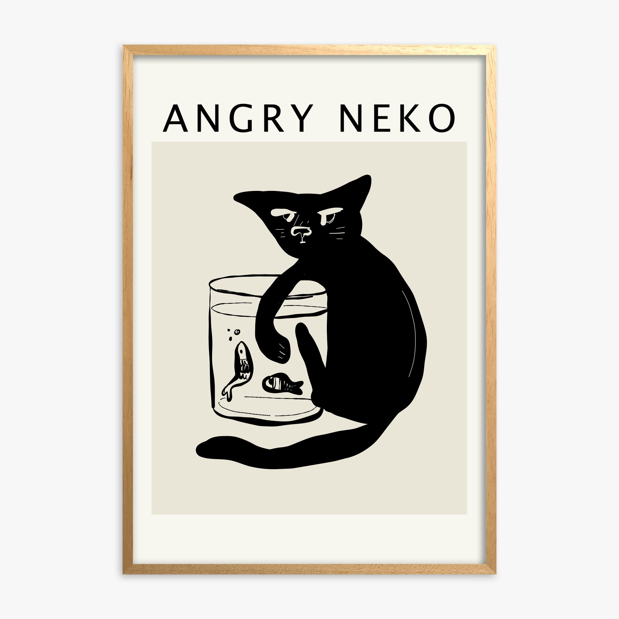 Fishies, Oak Framed Poster With Oak Frame