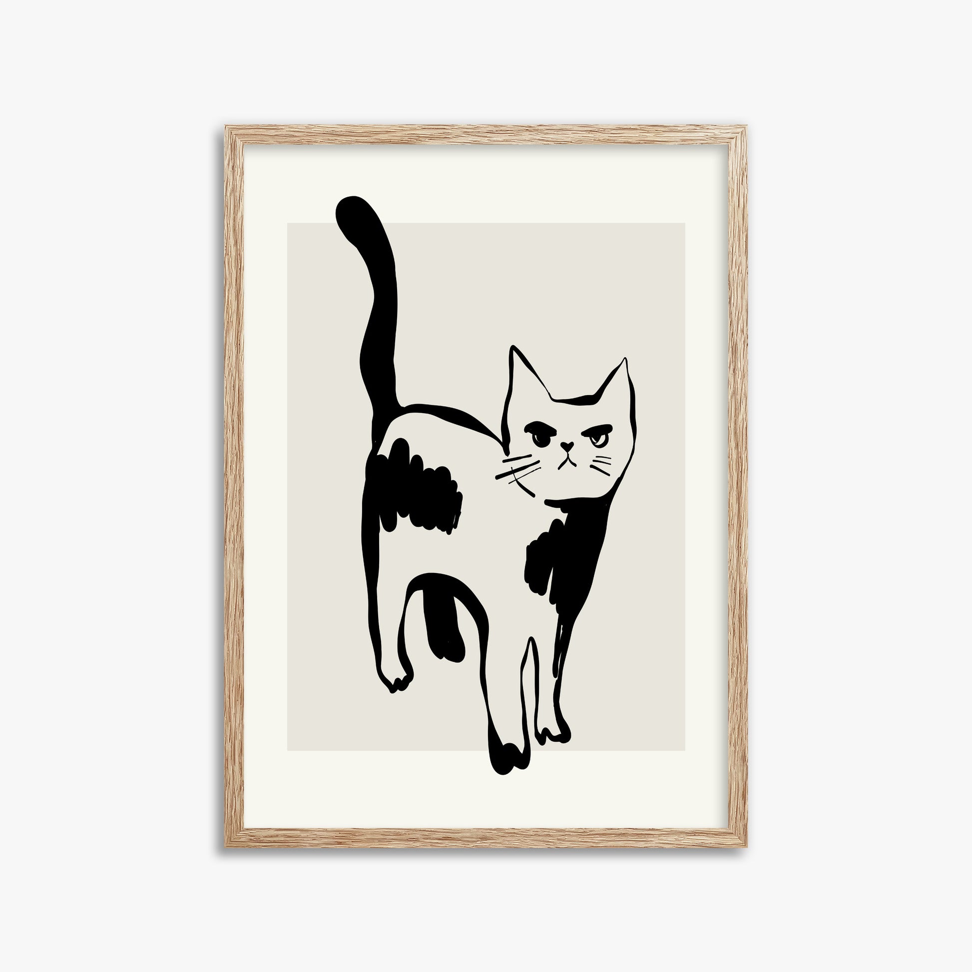 Huh?, 50x70cm Framed Art Reproduction With Raw Oak Frame
