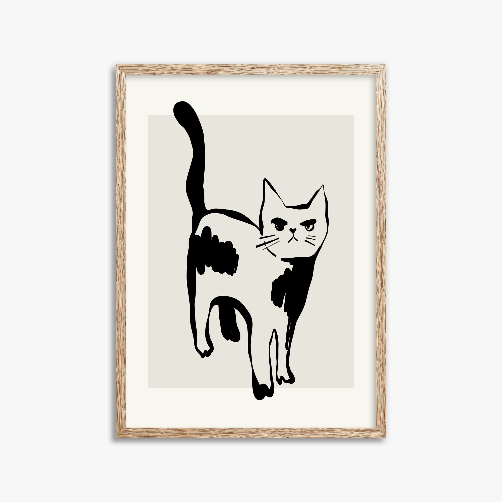 Huh?, 50x70cm Framed Art Reproduction With Raw Oak Frame