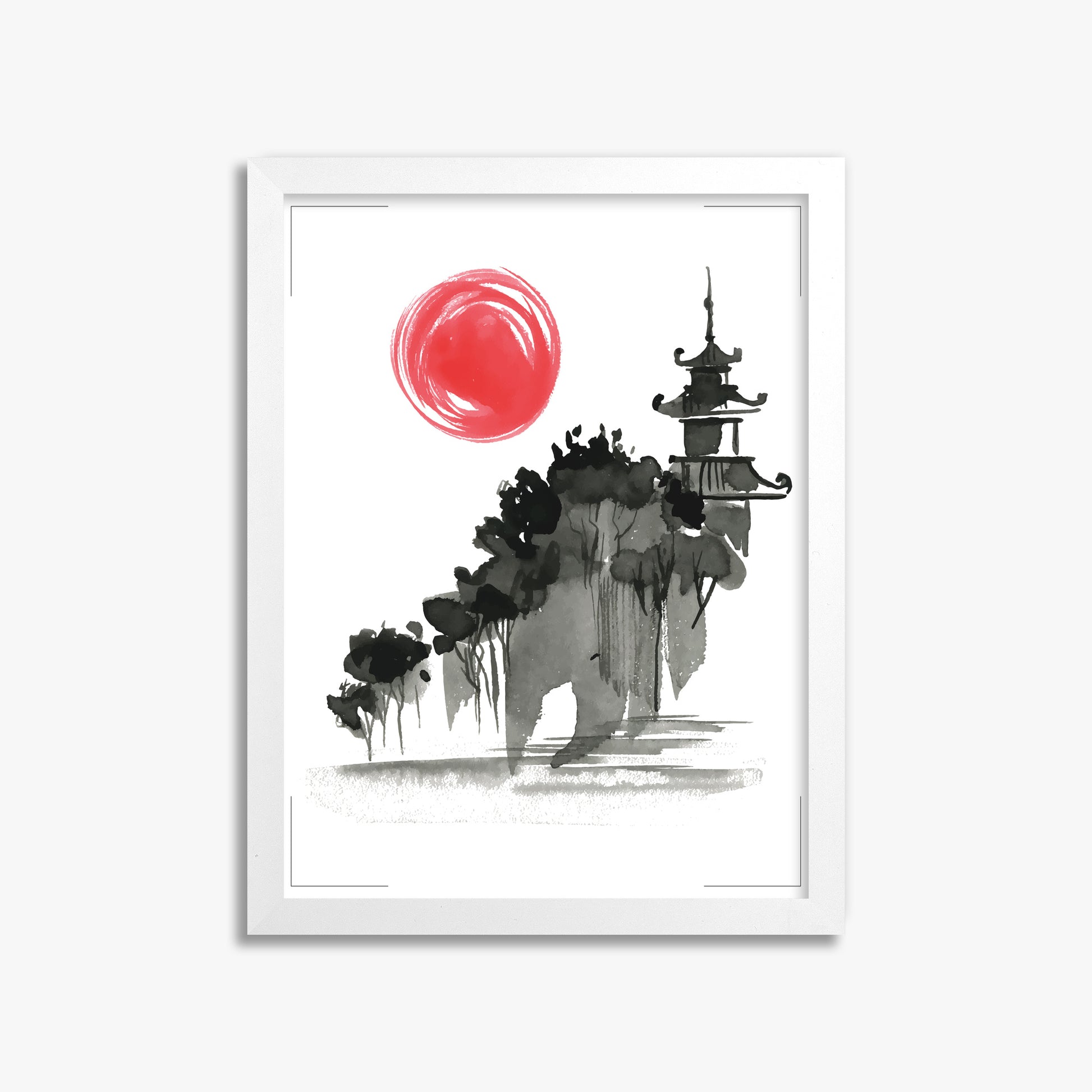 Castle in the Sun, 30x40cm Framed Poster With White Frame