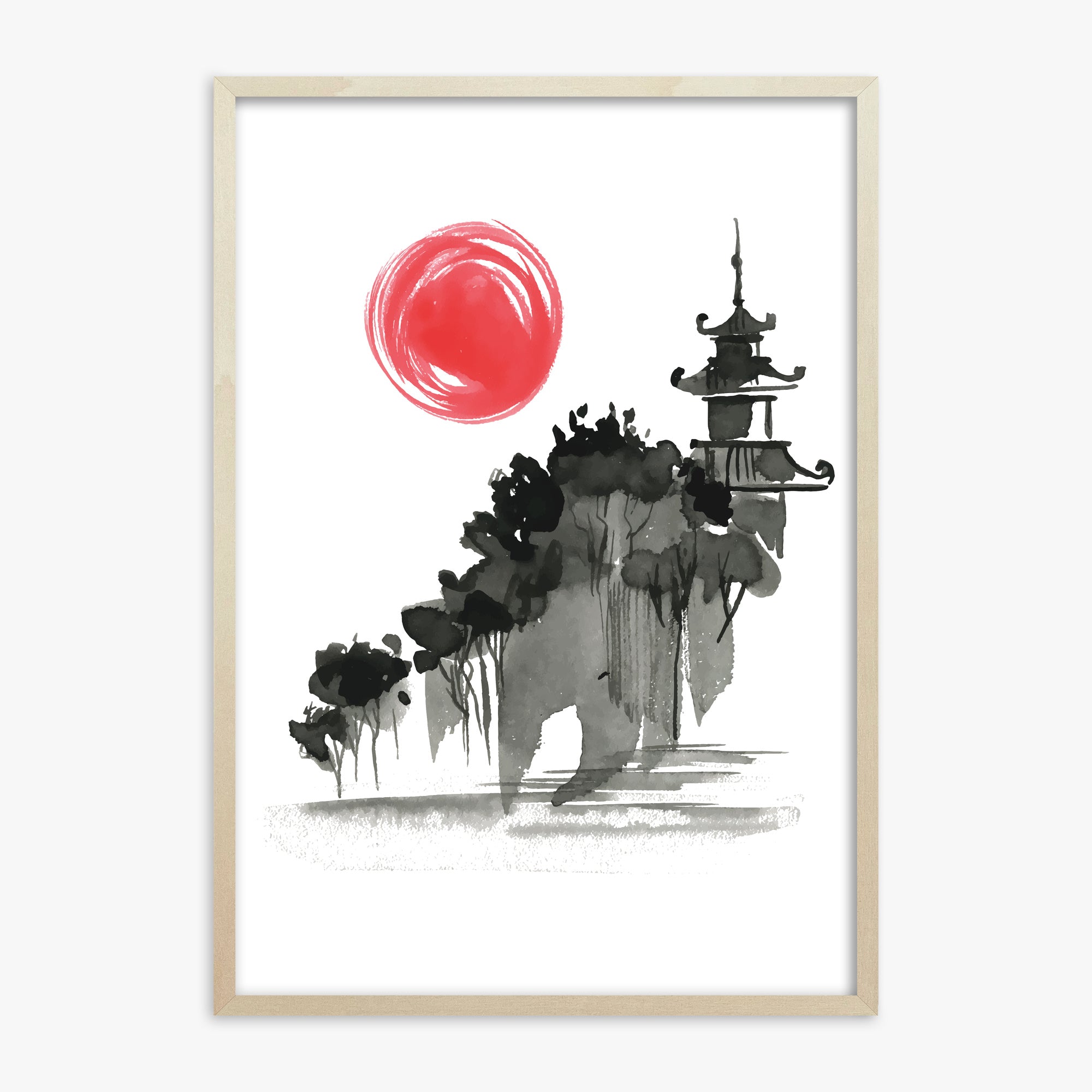 Castle in the Sun, 70x100cm Framed Poster With Lime Wood Frame