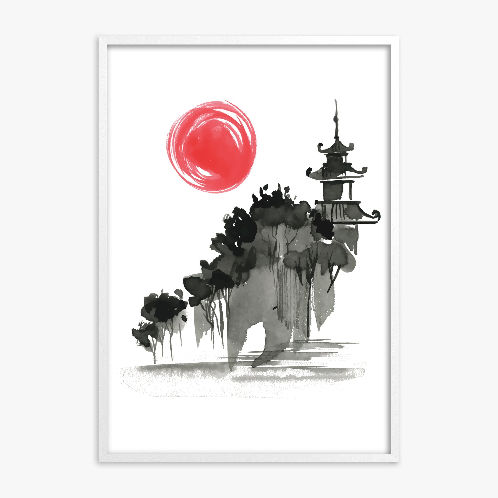 Castle in the Sun, White Framed Poster With White Frame