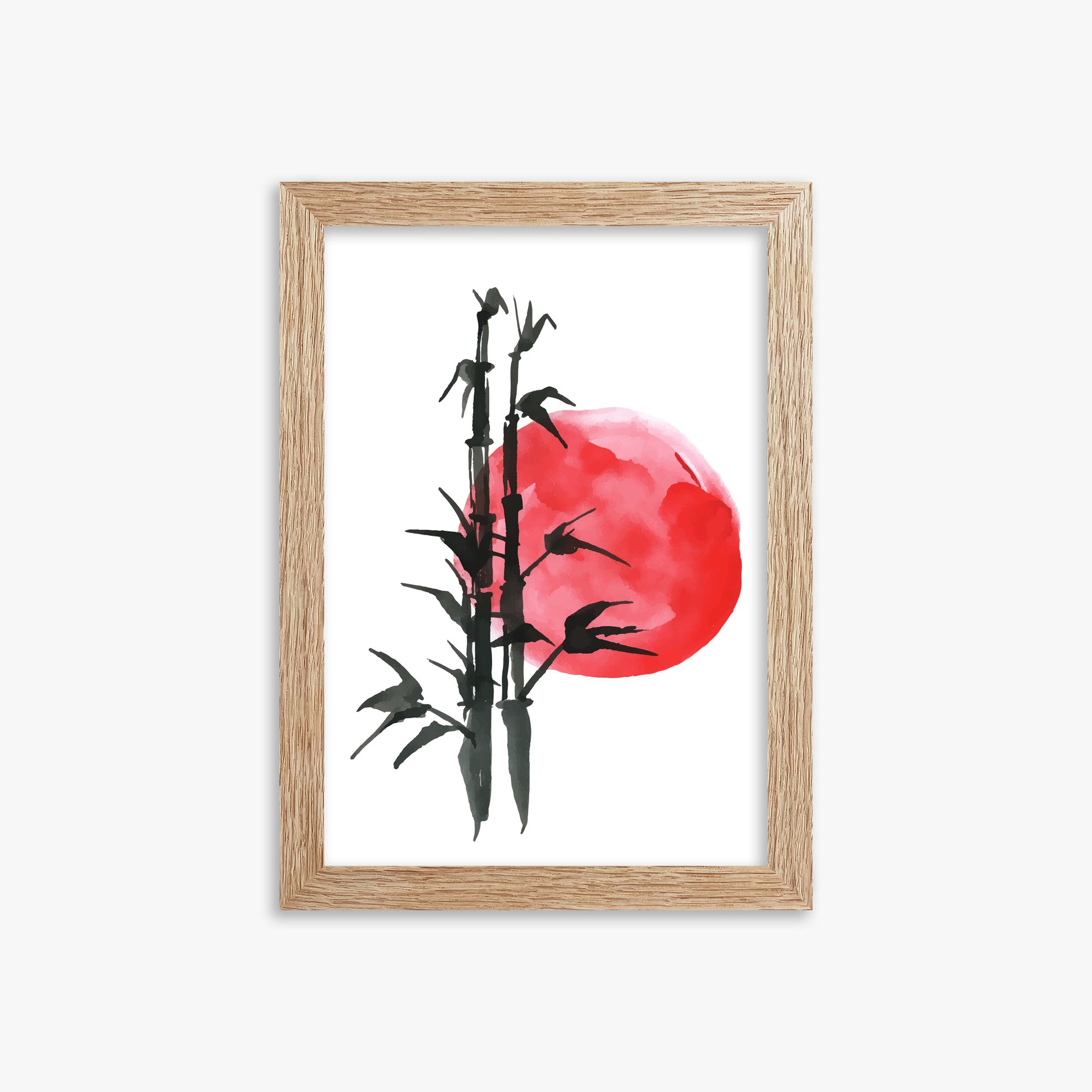Bamboo at Sunset, 21x30cm Framed Poster With Raw Oak Frame