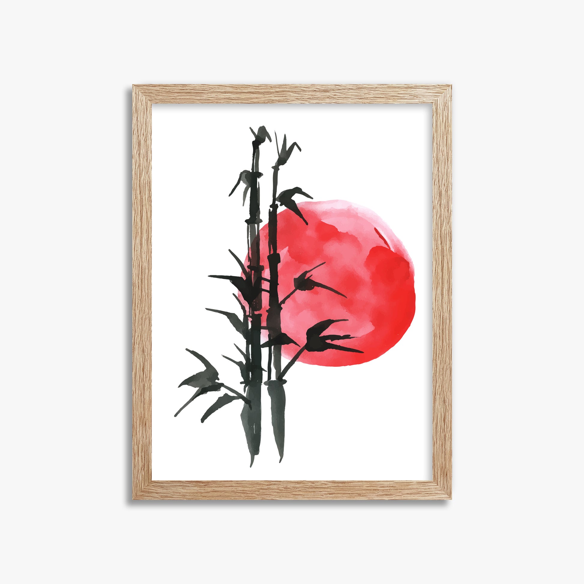 Bamboo at Sunset, 30x40cm Framed Poster With Raw Oak Frame
