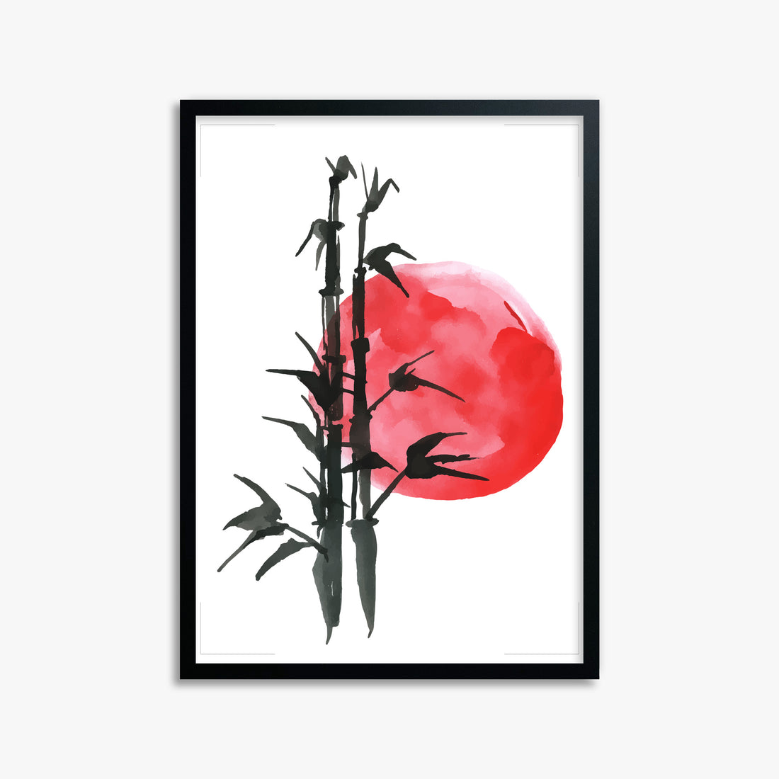 Bamboo at Sunset, 50x70cm Framed Poster With Black Frame