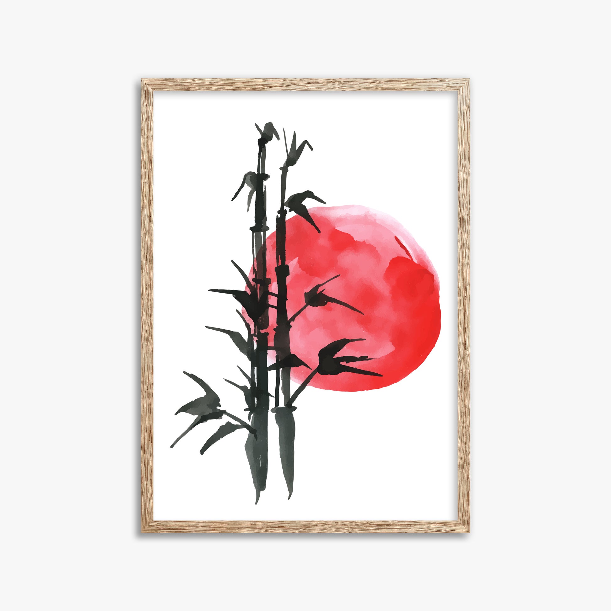 Bamboo at Sunset, 50x70cm Framed Poster With Raw Oak Frame