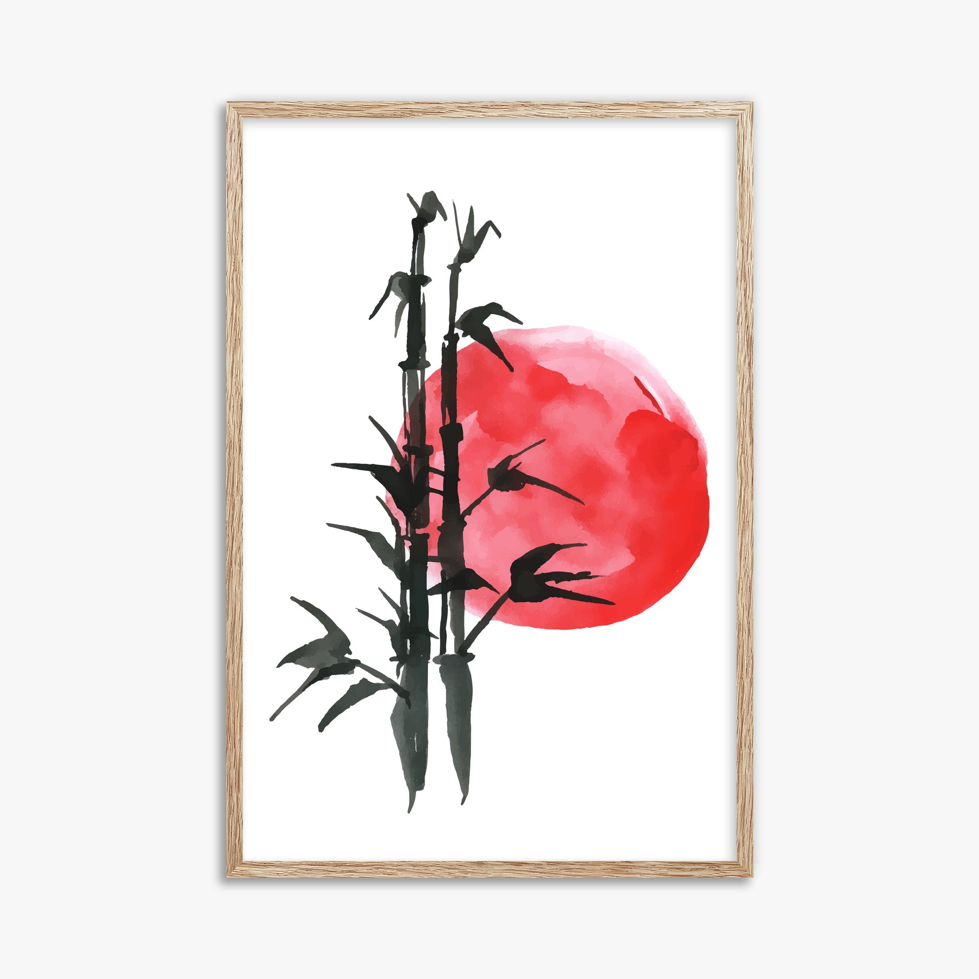 Bamboo at Sunset, 61x91cm Framed Poster With Raw Oak Frame