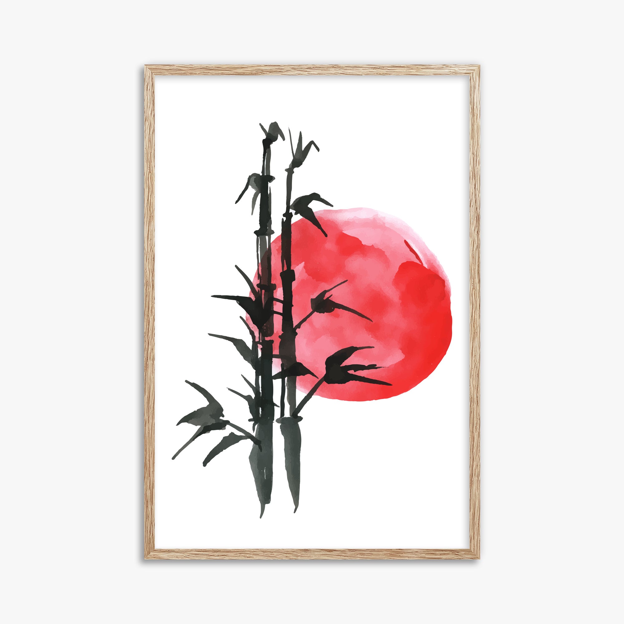 Bamboo at Sunset, 61x91cm Framed Poster With Raw Oak Frame