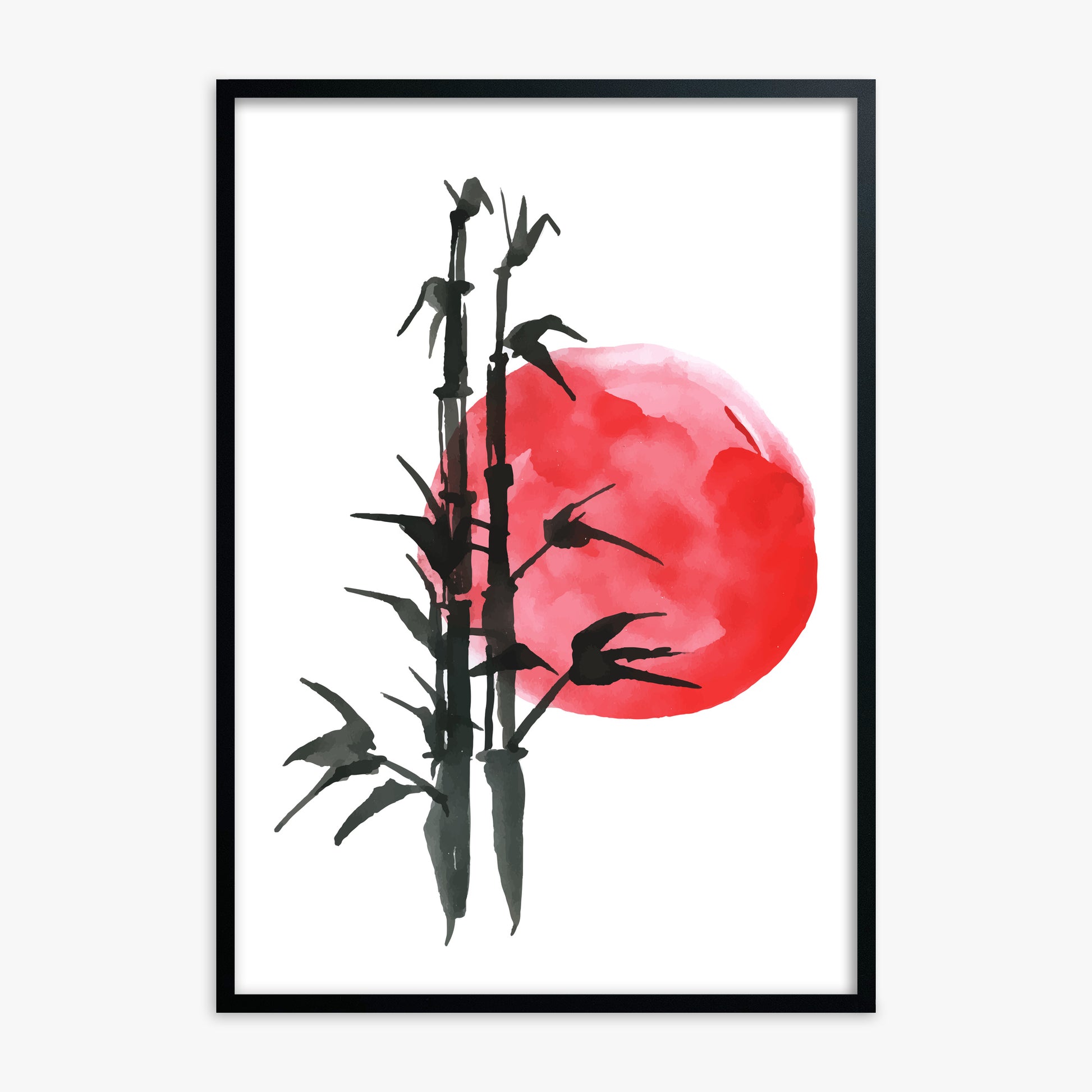 Bamboo at Sunset, Black Framed Poster With Black Frame