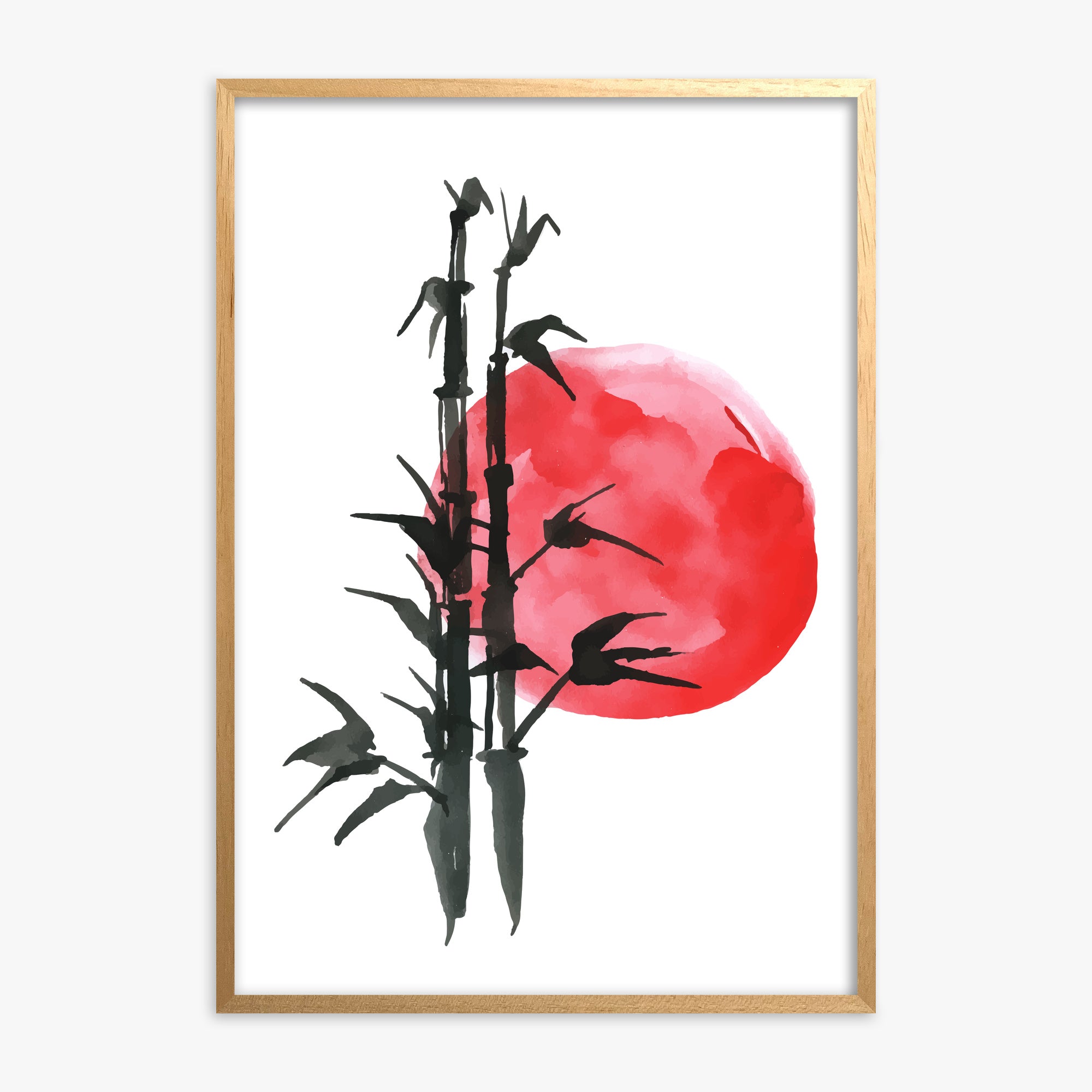 Bamboo at Sunset, Oak Framed Poster With Oak Frame