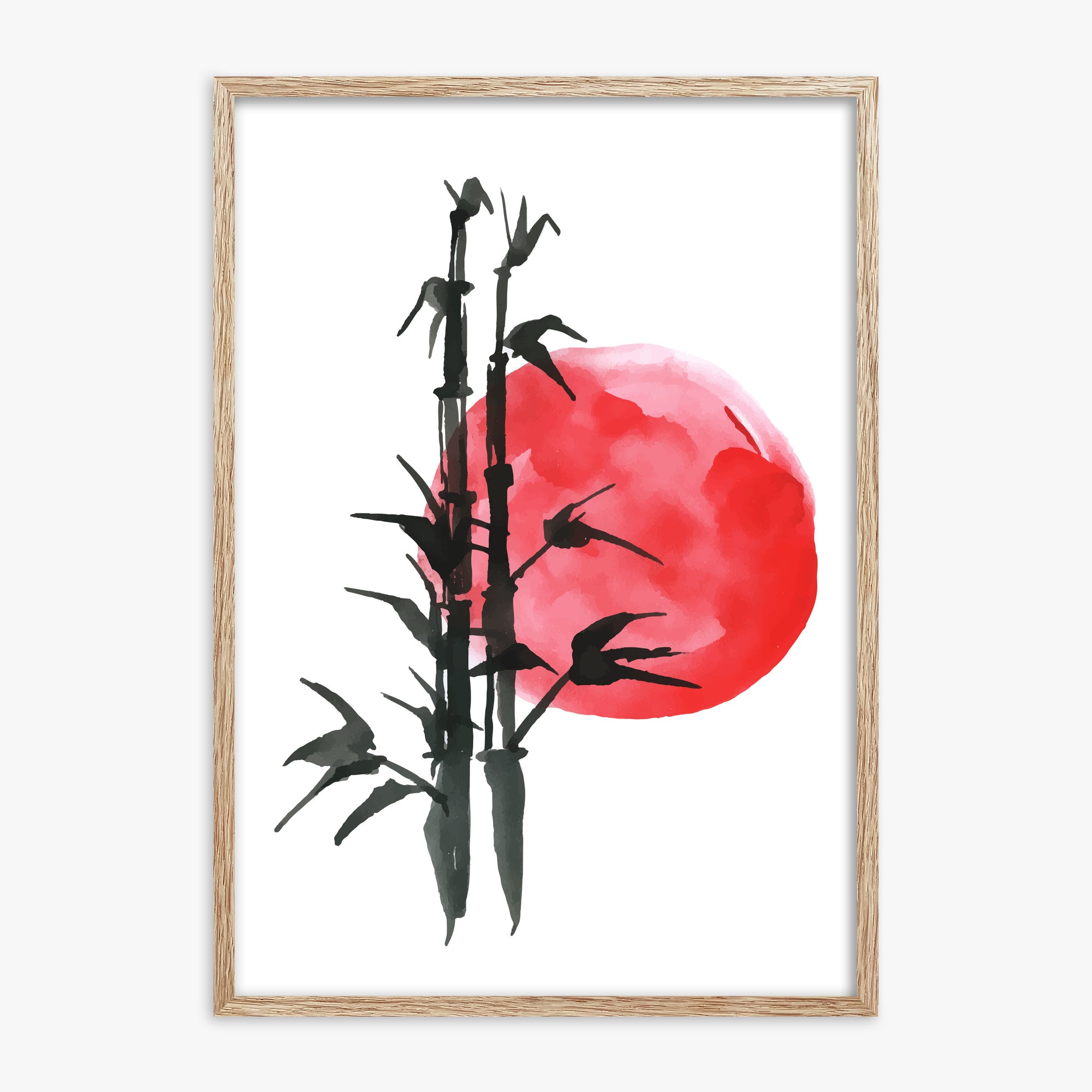 Bamboo at Sunset, 70x100cm Framed Poster With Raw Oak Frame
