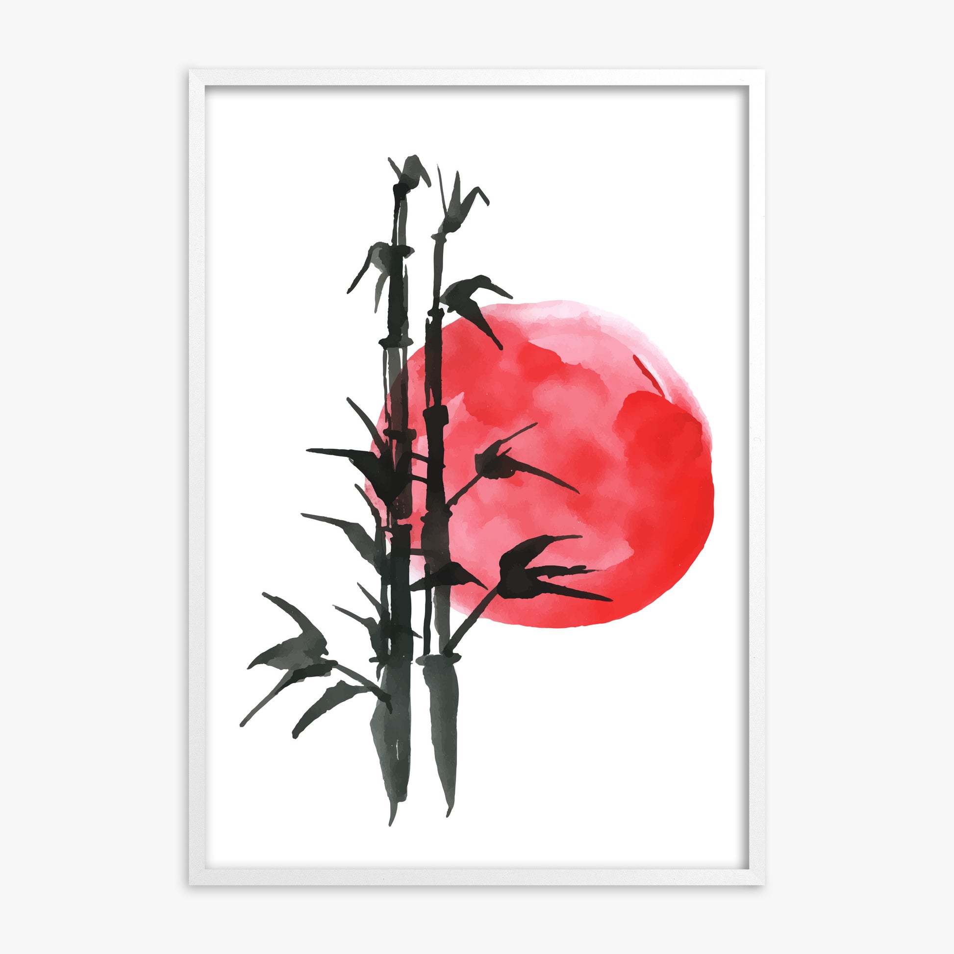 Bamboo at Sunset, White Framed Poster With White Frame