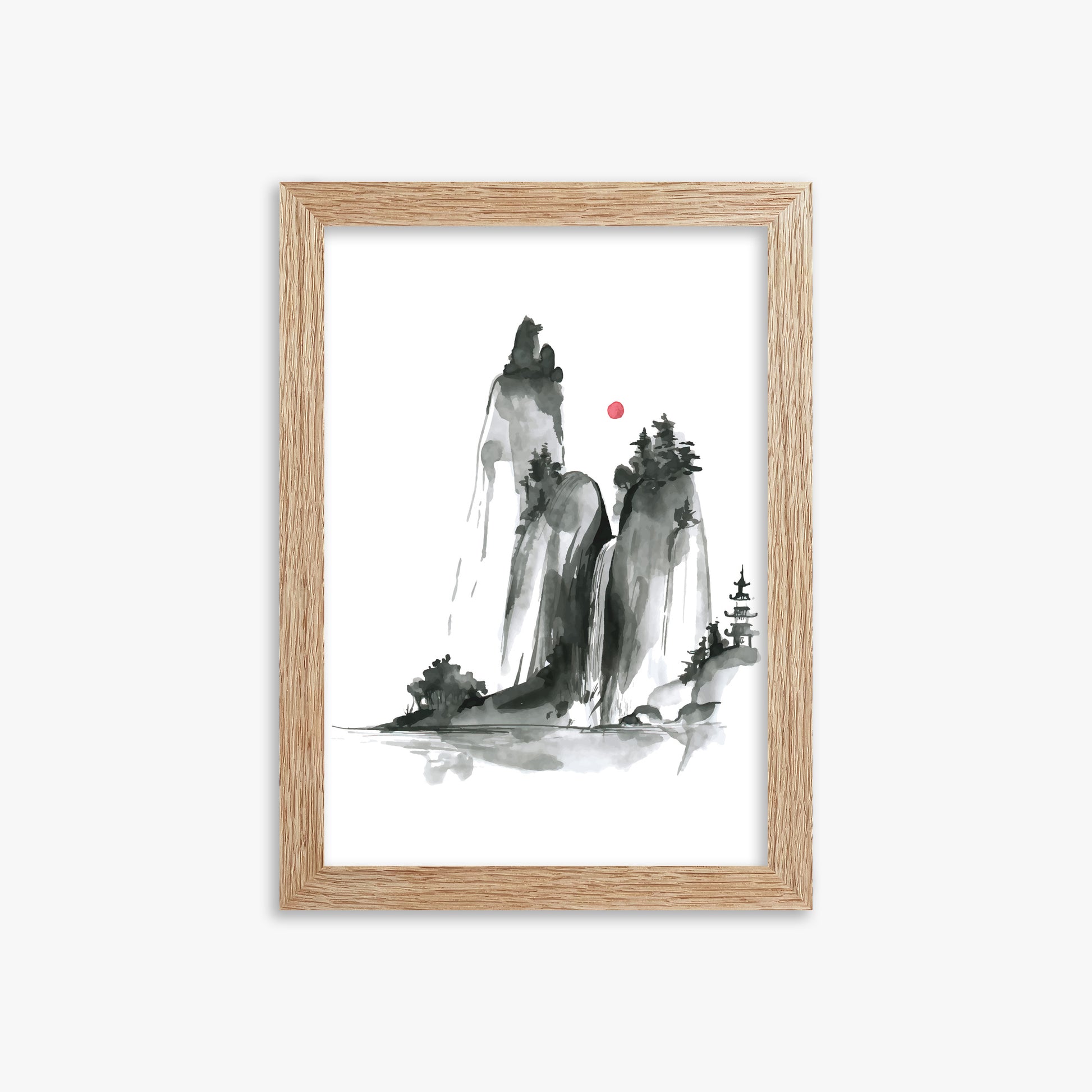 Shrine on a Hill, 21x30cm Framed Poster With Raw Oak Frame