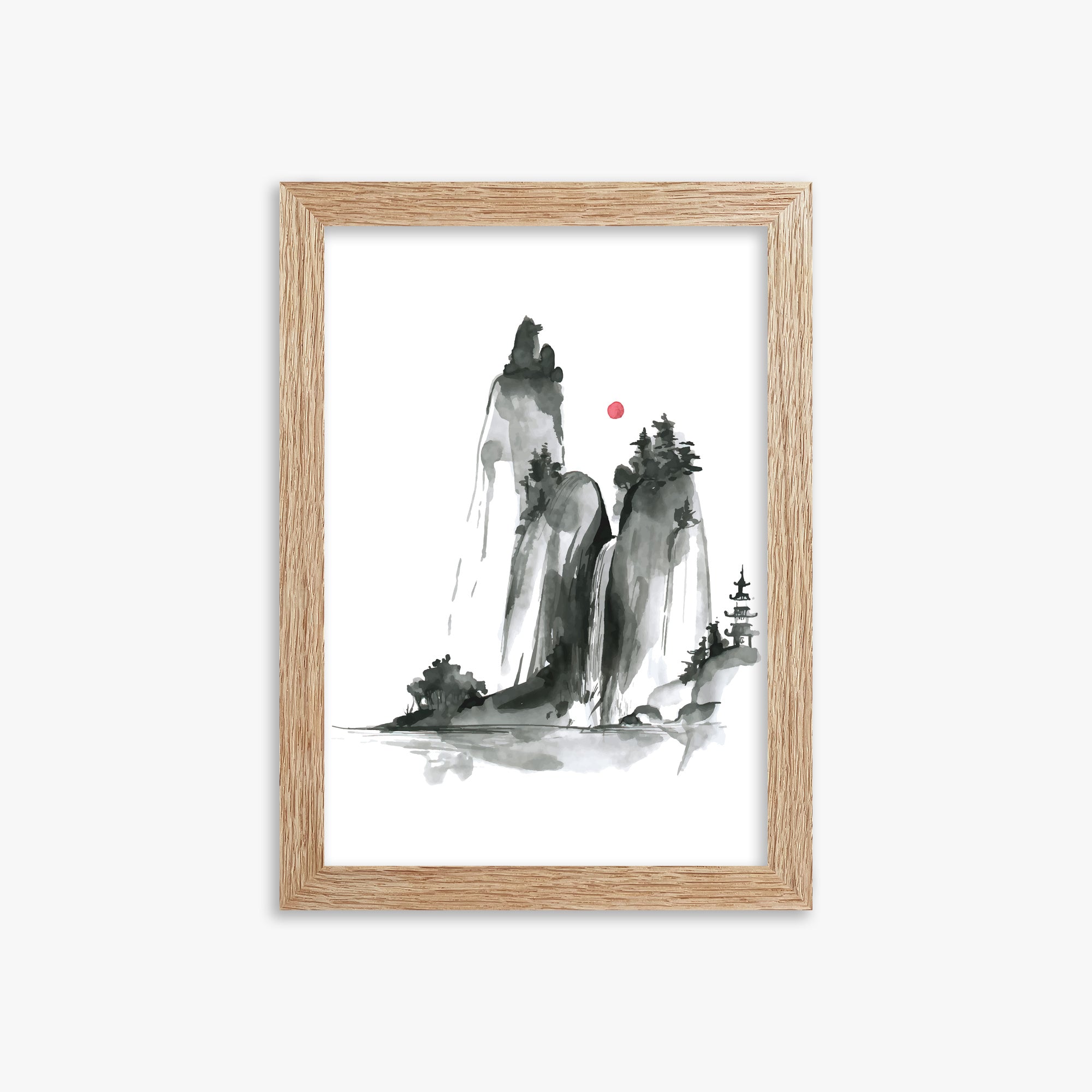Shrine on a Hill, 21x30cm Framed Poster With Raw Oak Frame